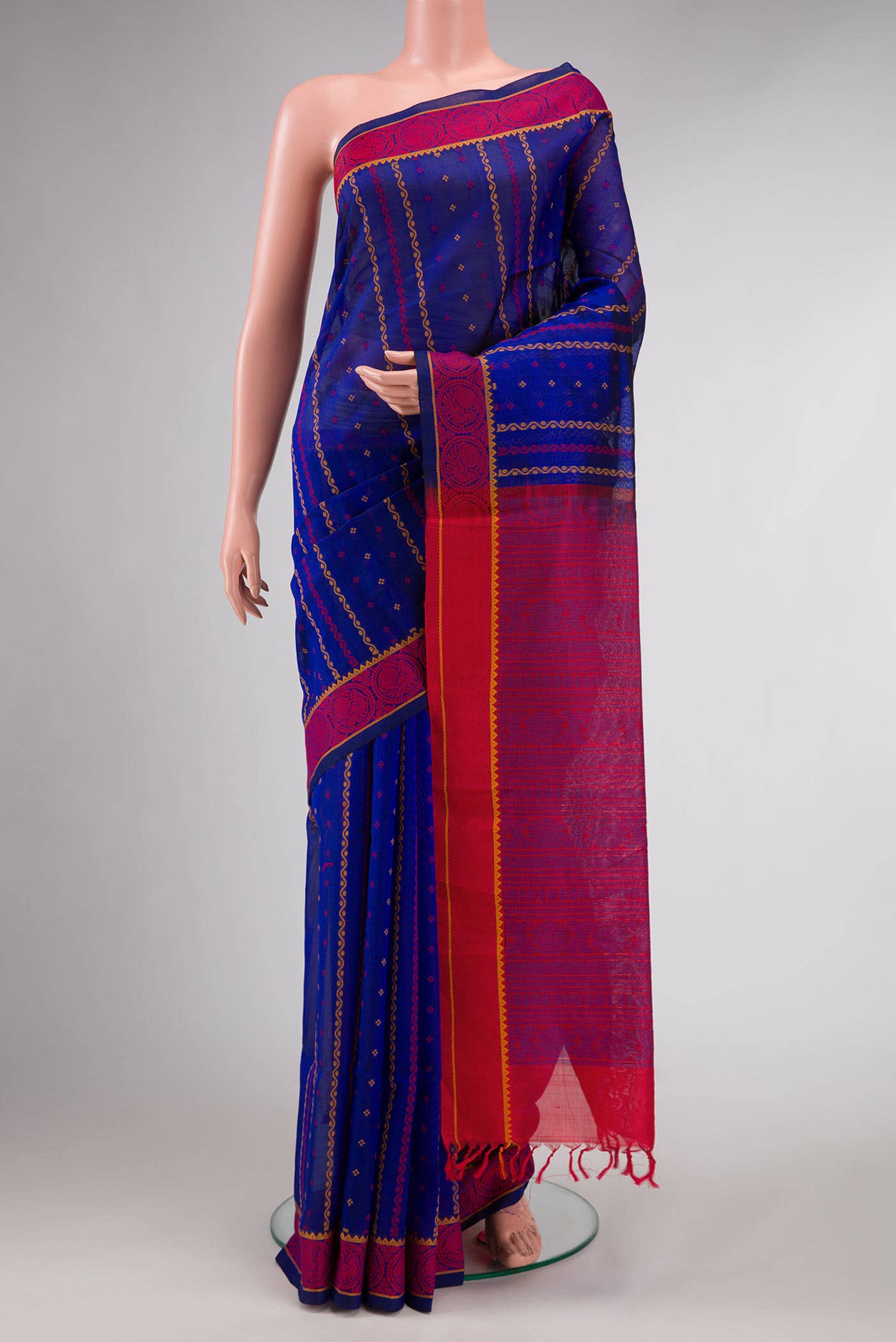 Royal Blue Dual Tone Silk Cotton Saree