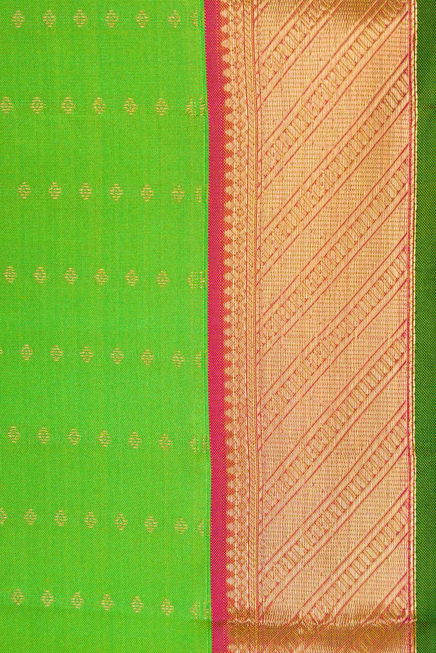 Parrot Green Dual Tone Kanchipuram Silk Saree