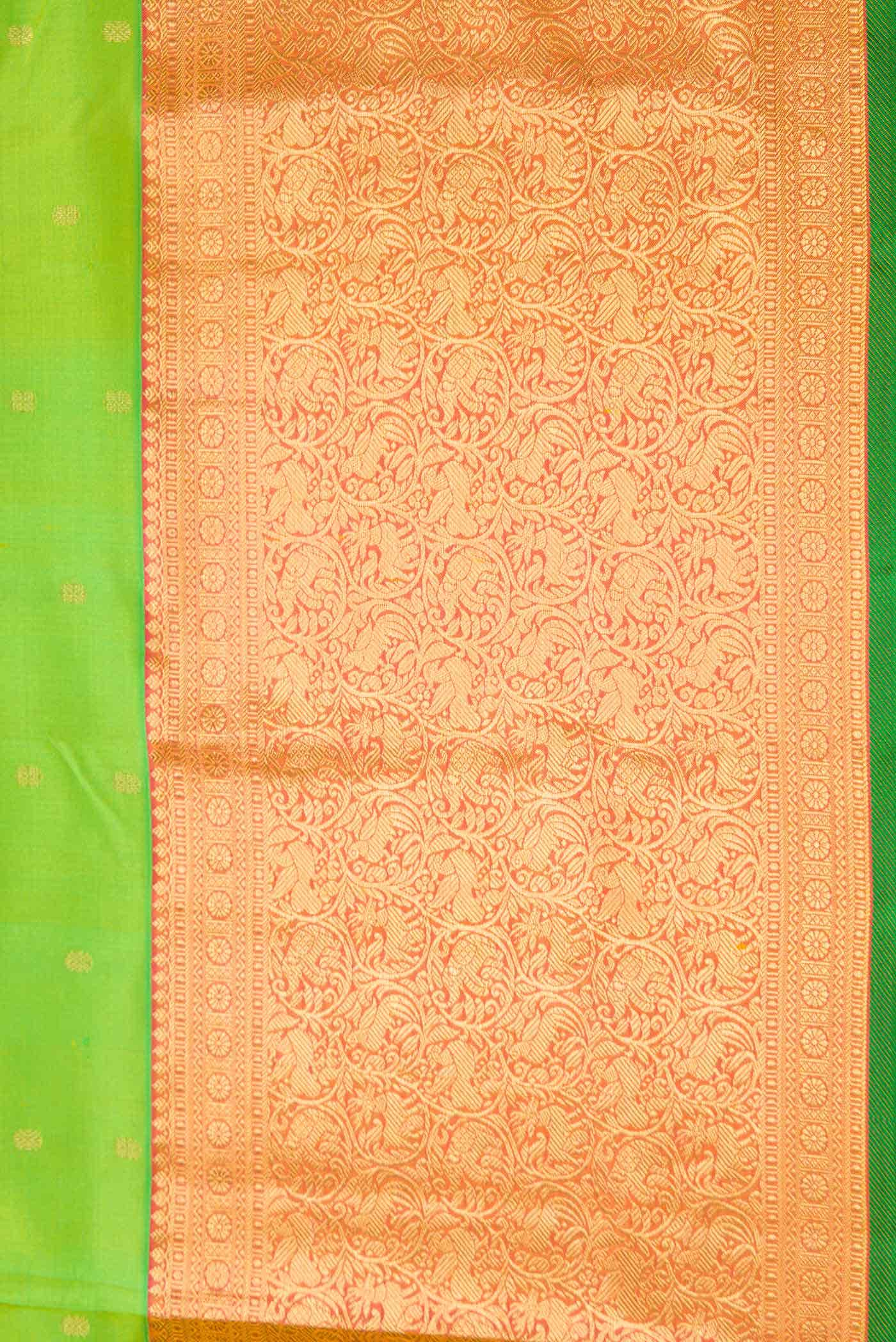 Parrot Green Dual Tone Kanchipuram Silk Saree