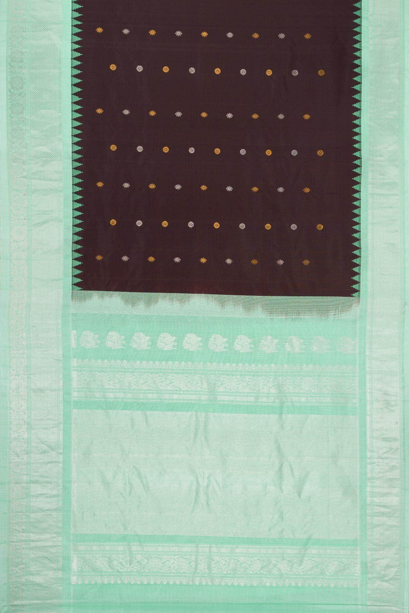 Brown Dual Tone Gadwal Silk Saree