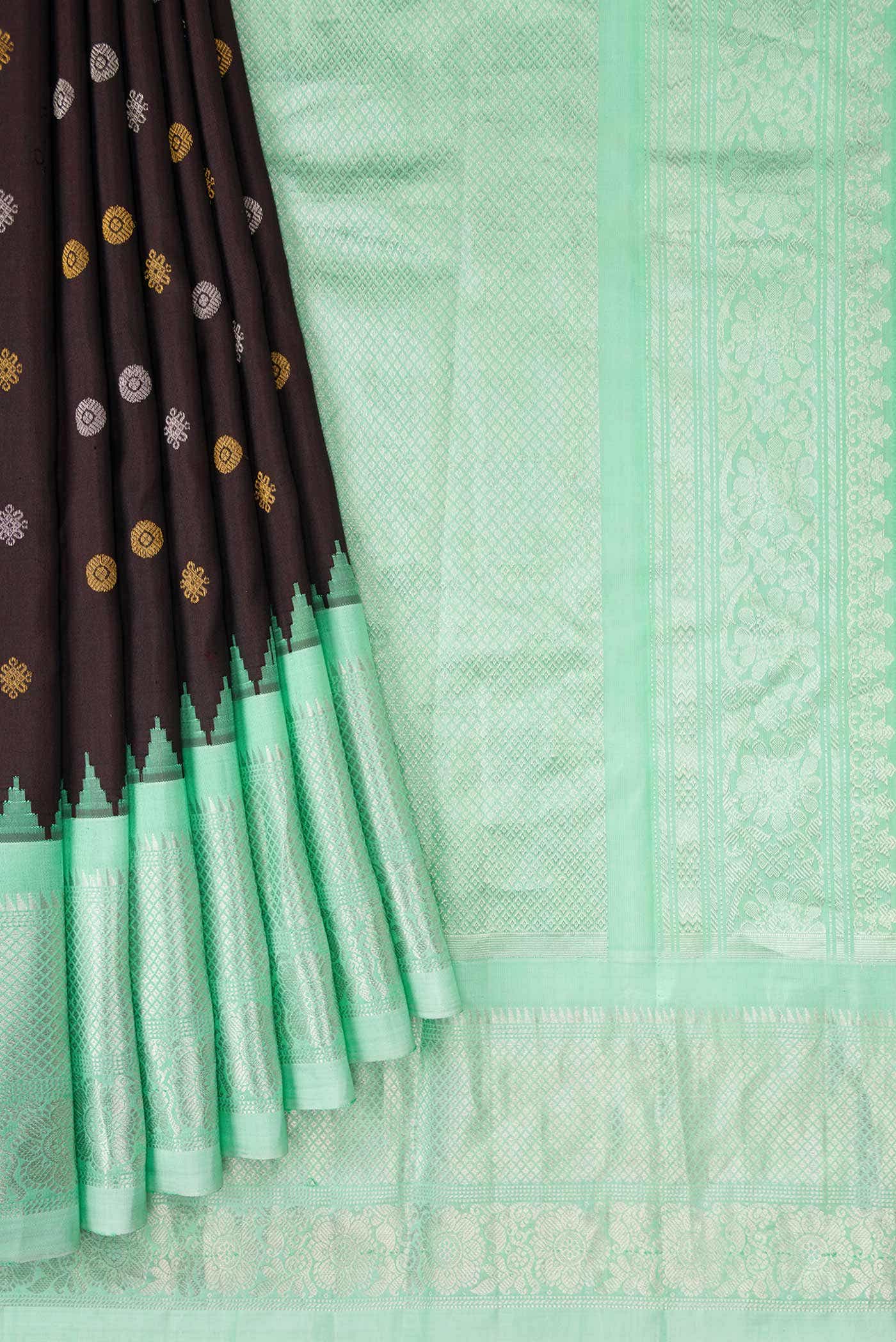 Brown Dual Tone Gadwal Silk Saree