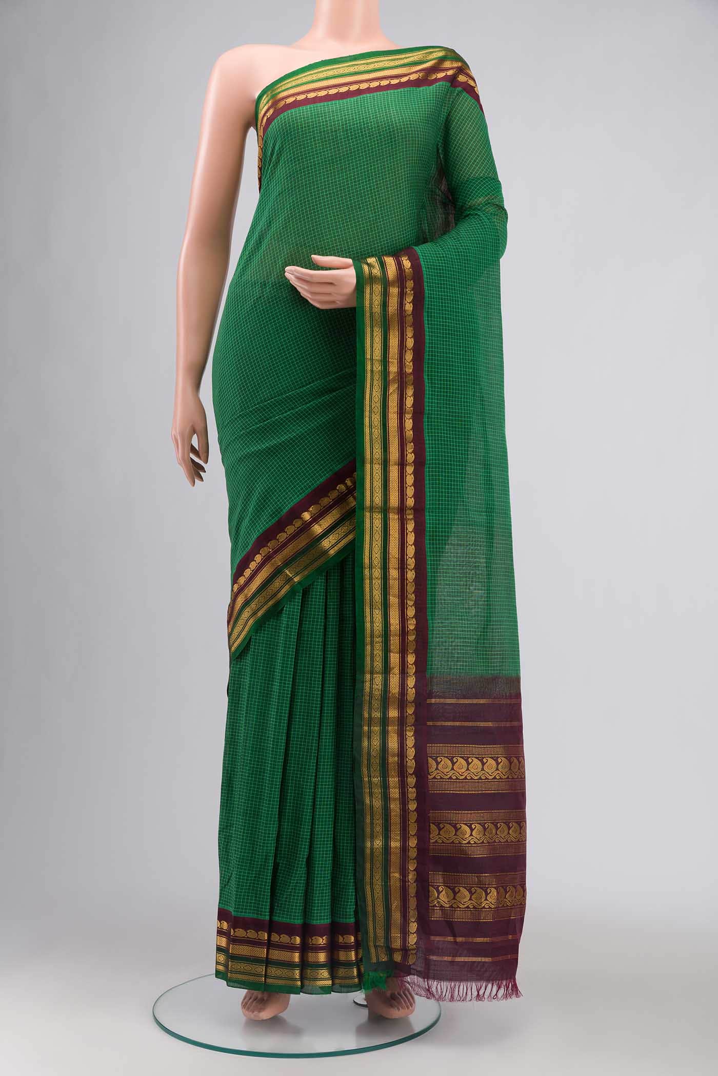 Green Gadwal cotton Saree