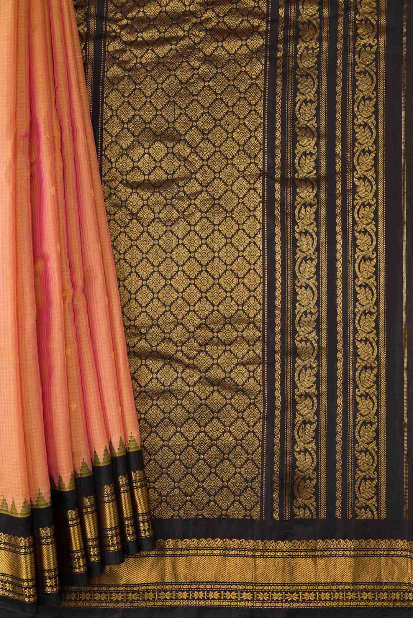 Coral Dual Tone Gadwal Silk Saree