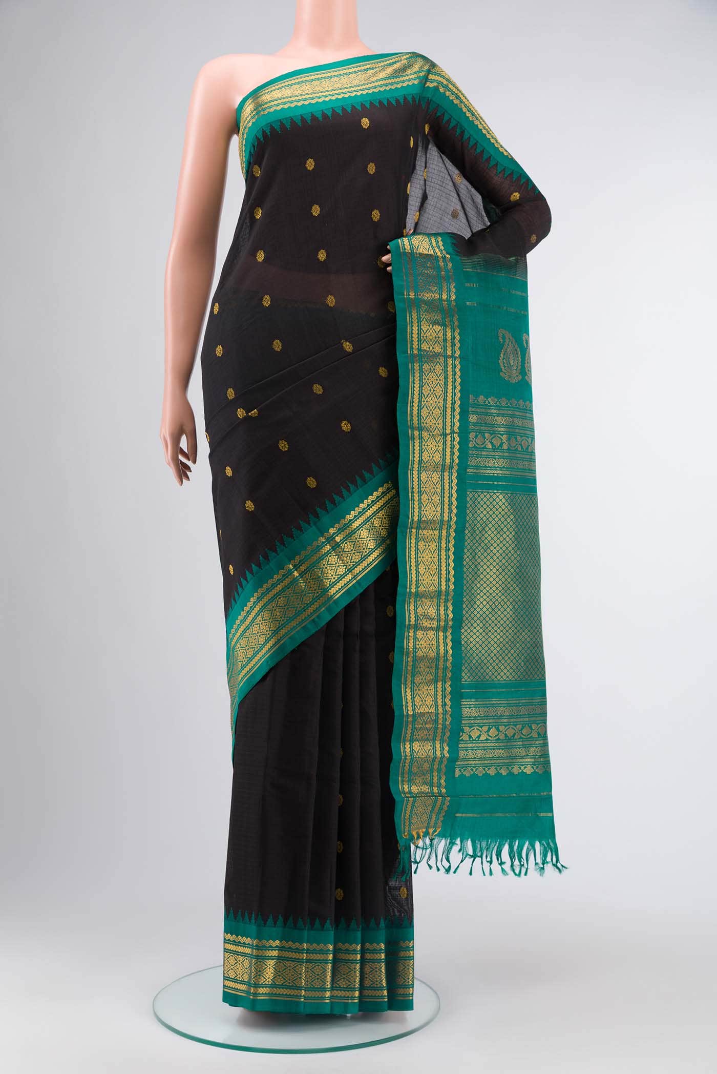 Black Gadwal Silk Cotton Saree