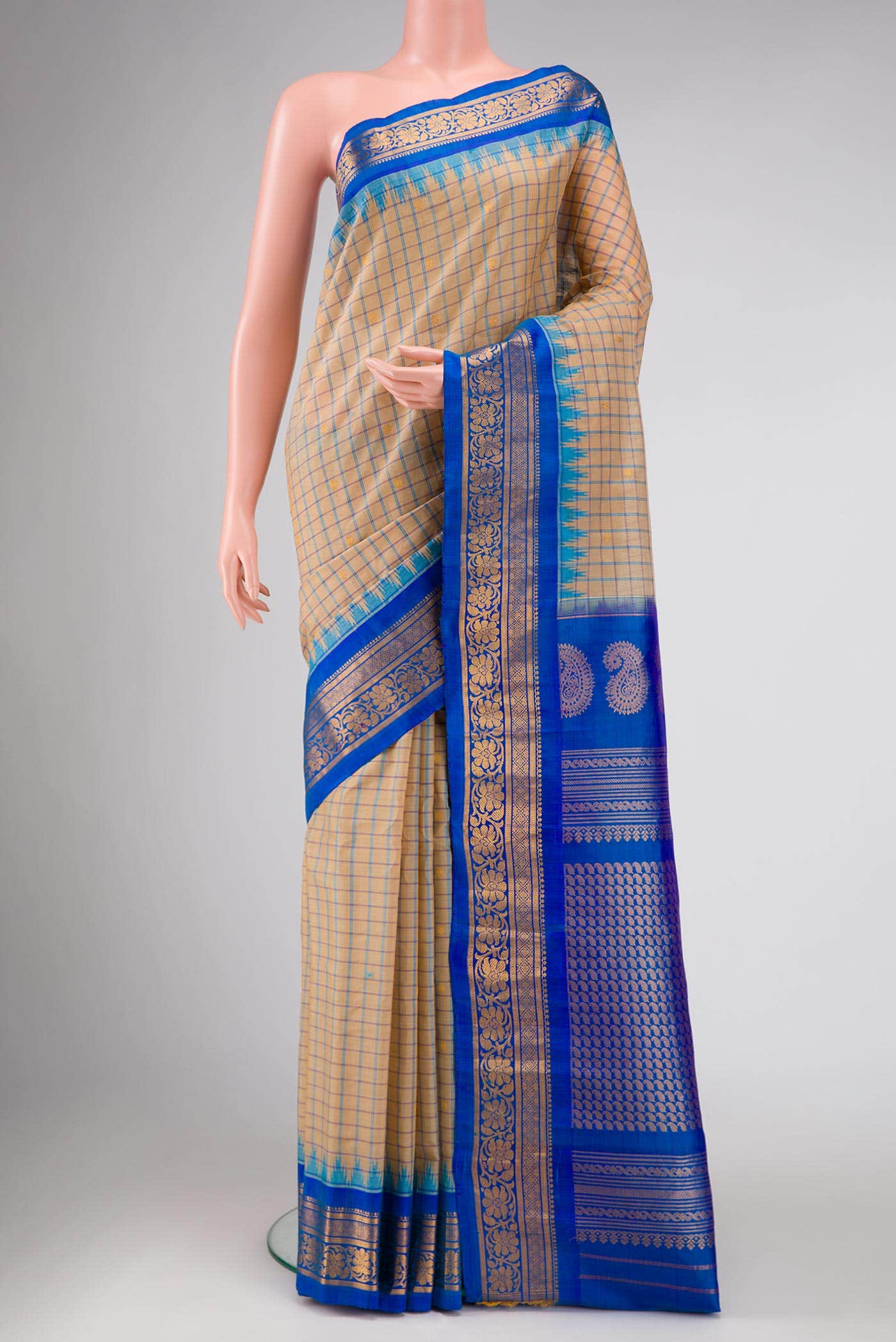 Beige Dual Tone Gadwal Silk Saree