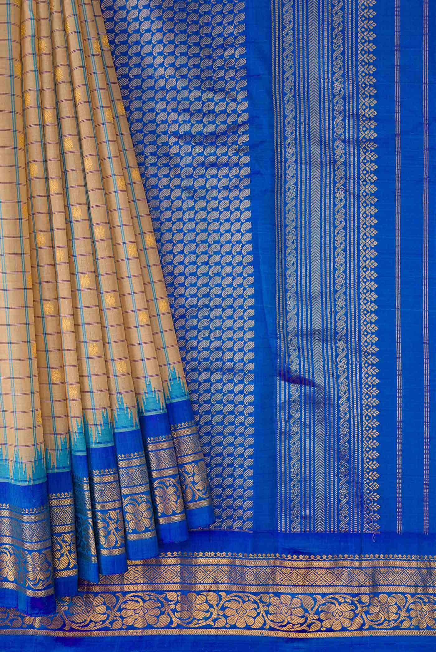 Beige Dual Tone Gadwal Silk Saree