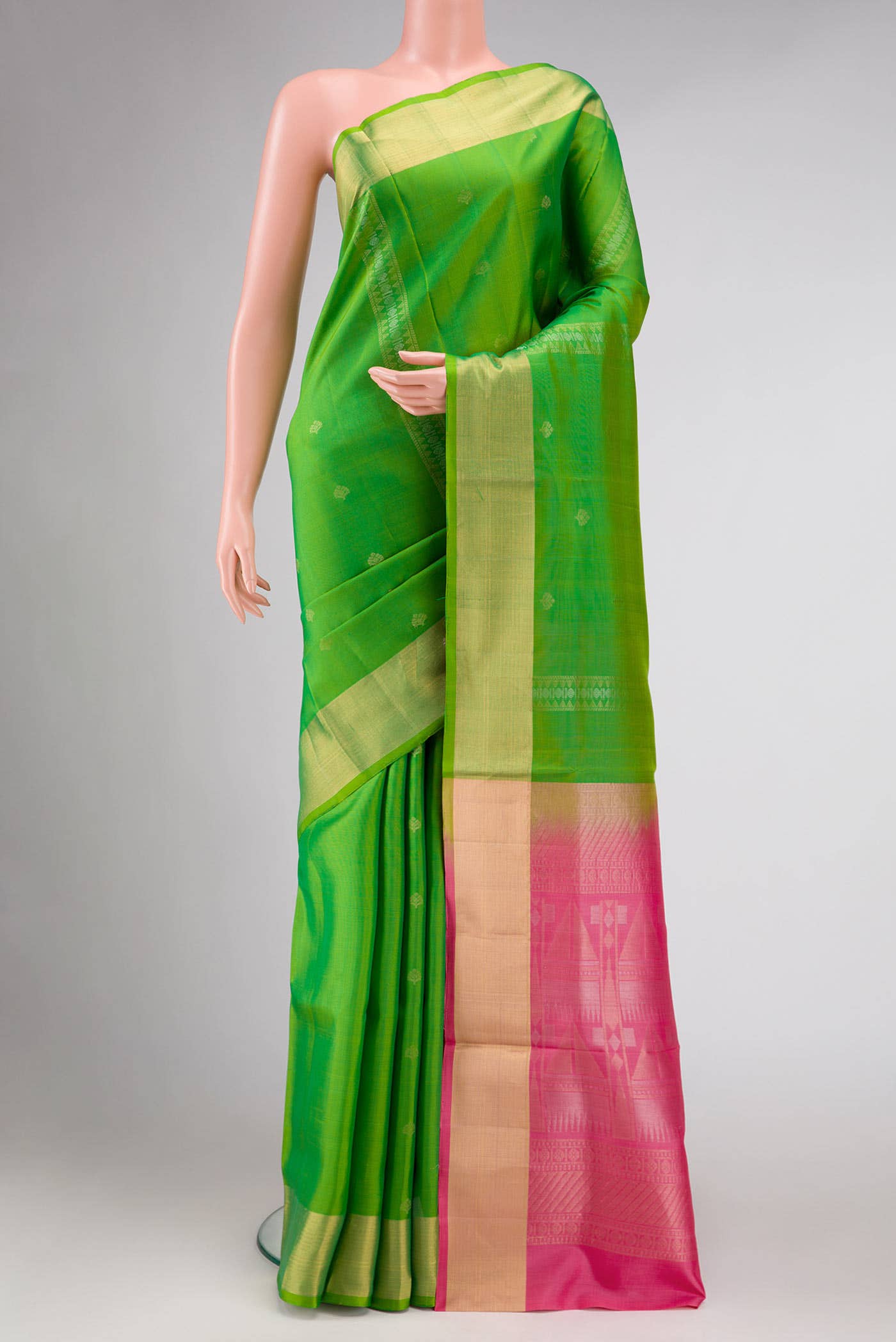 Parrot Green Soft Silk Saree
