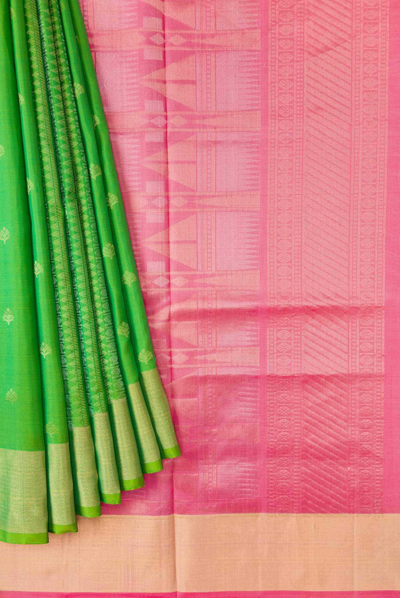 Parrot Green Soft Silk Saree
