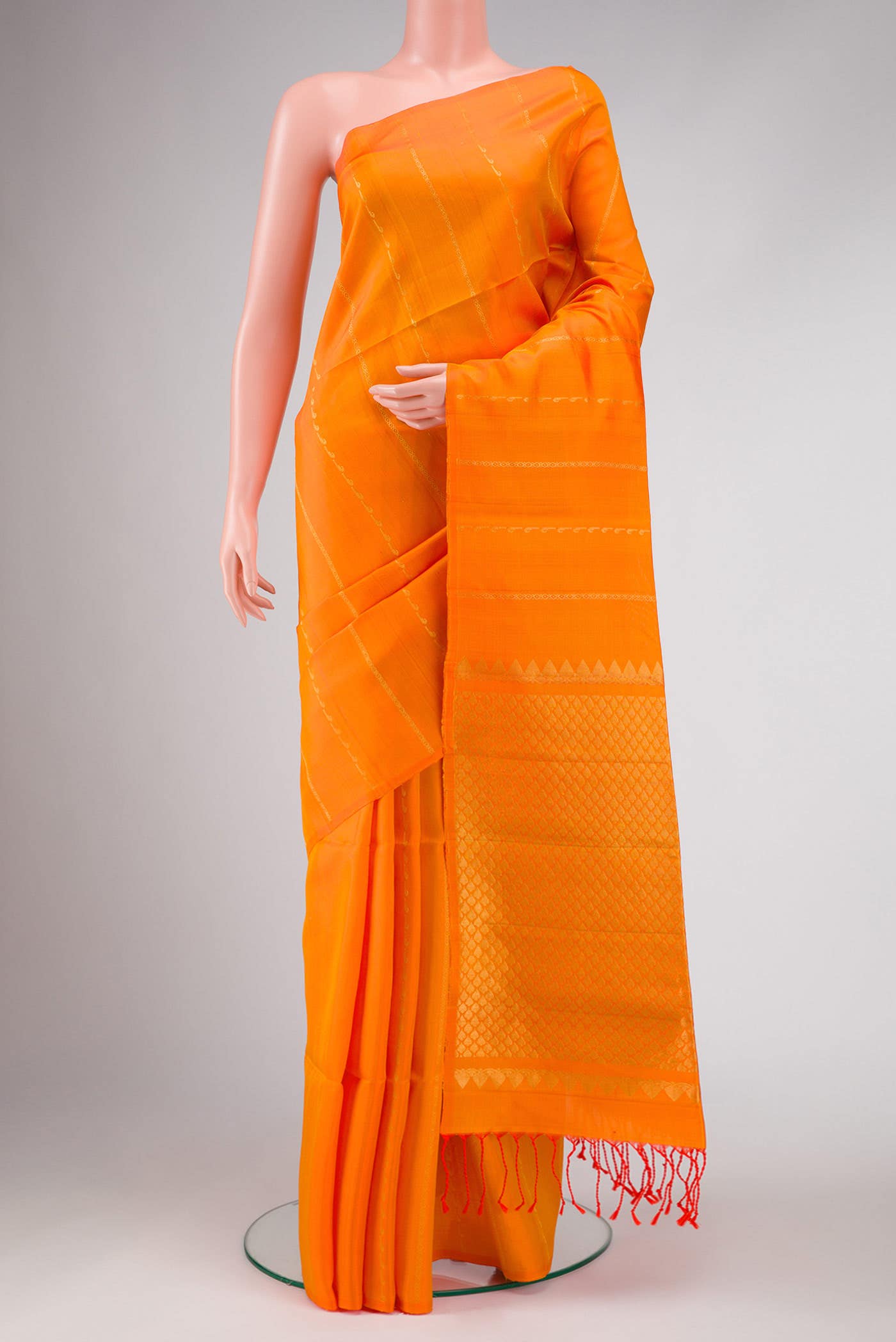 Orange Dual Tone Soft Silk Saree