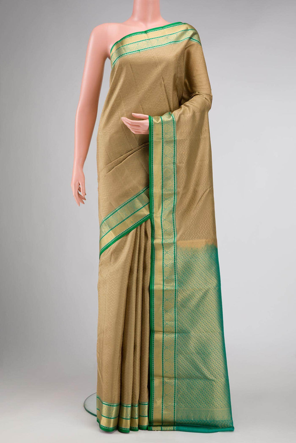 Dark Beige Kanchipuram Silk Saree