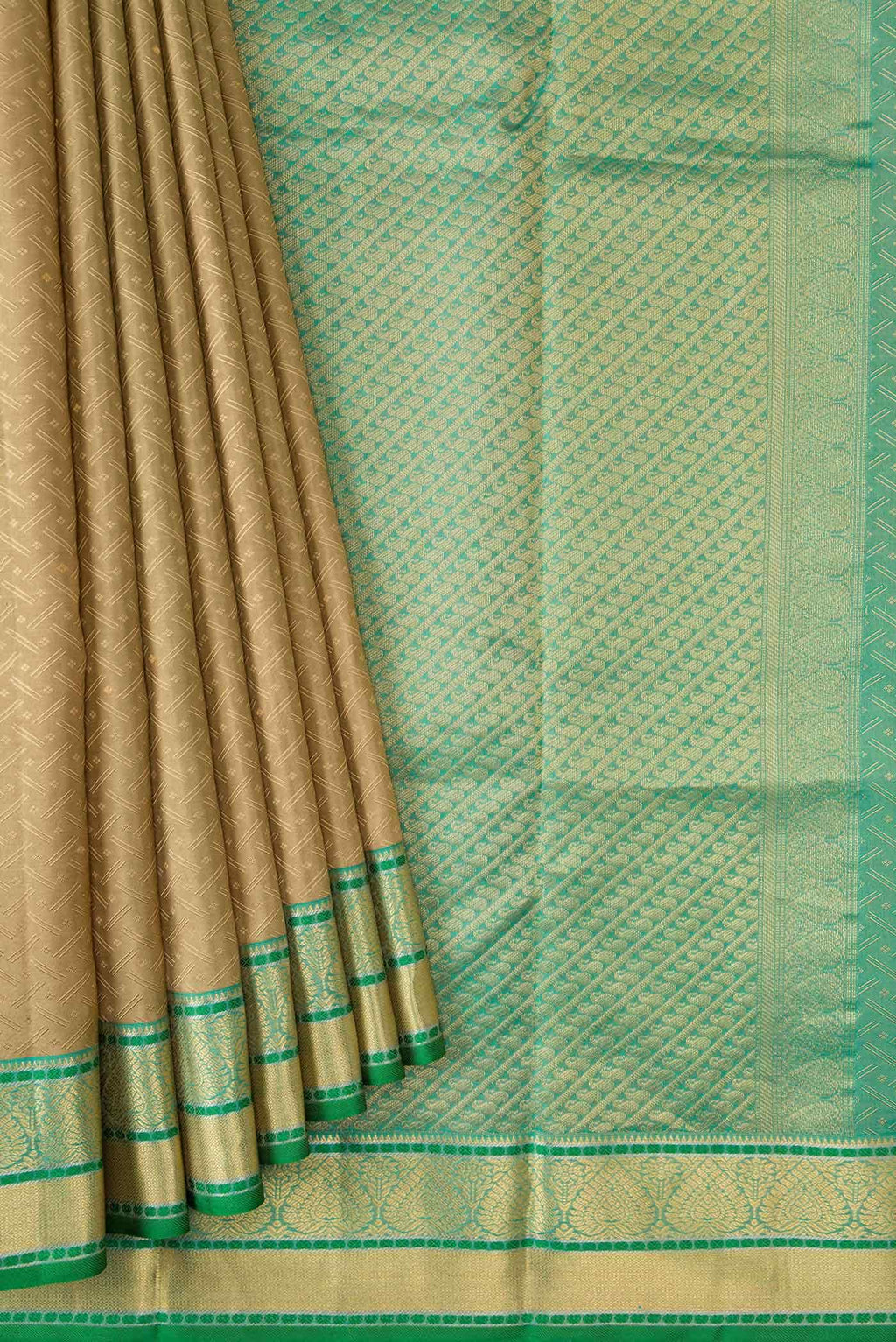 Dark Beige Kanchipuram Silk Saree
