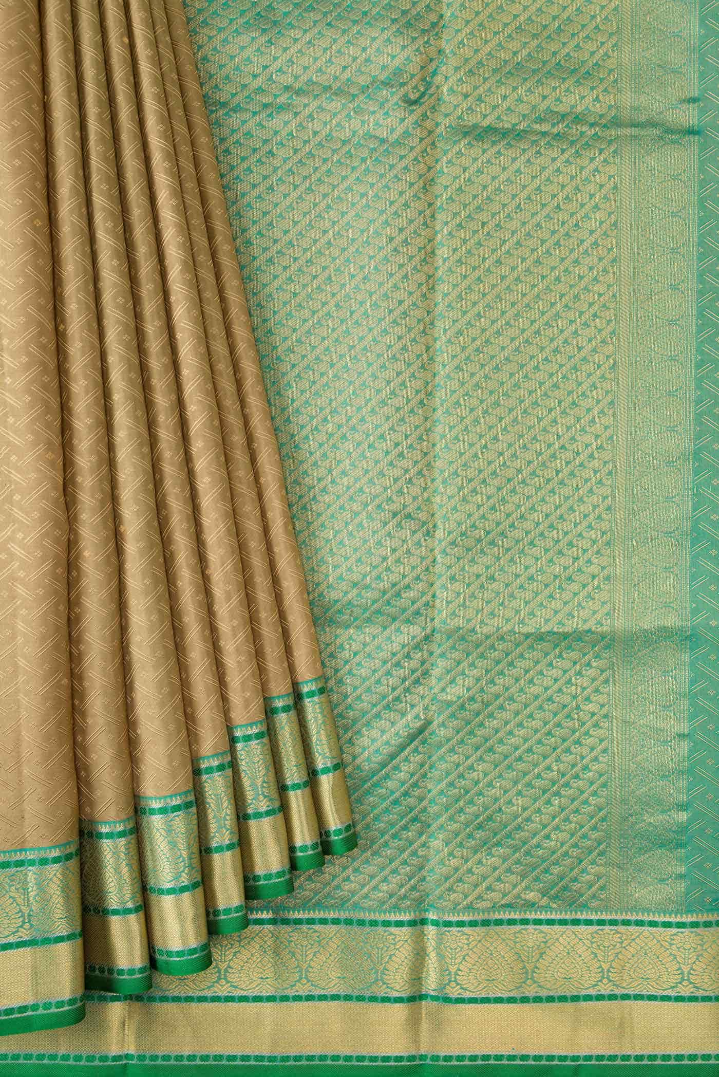 Dark Beige Kanchipuram Silk Saree