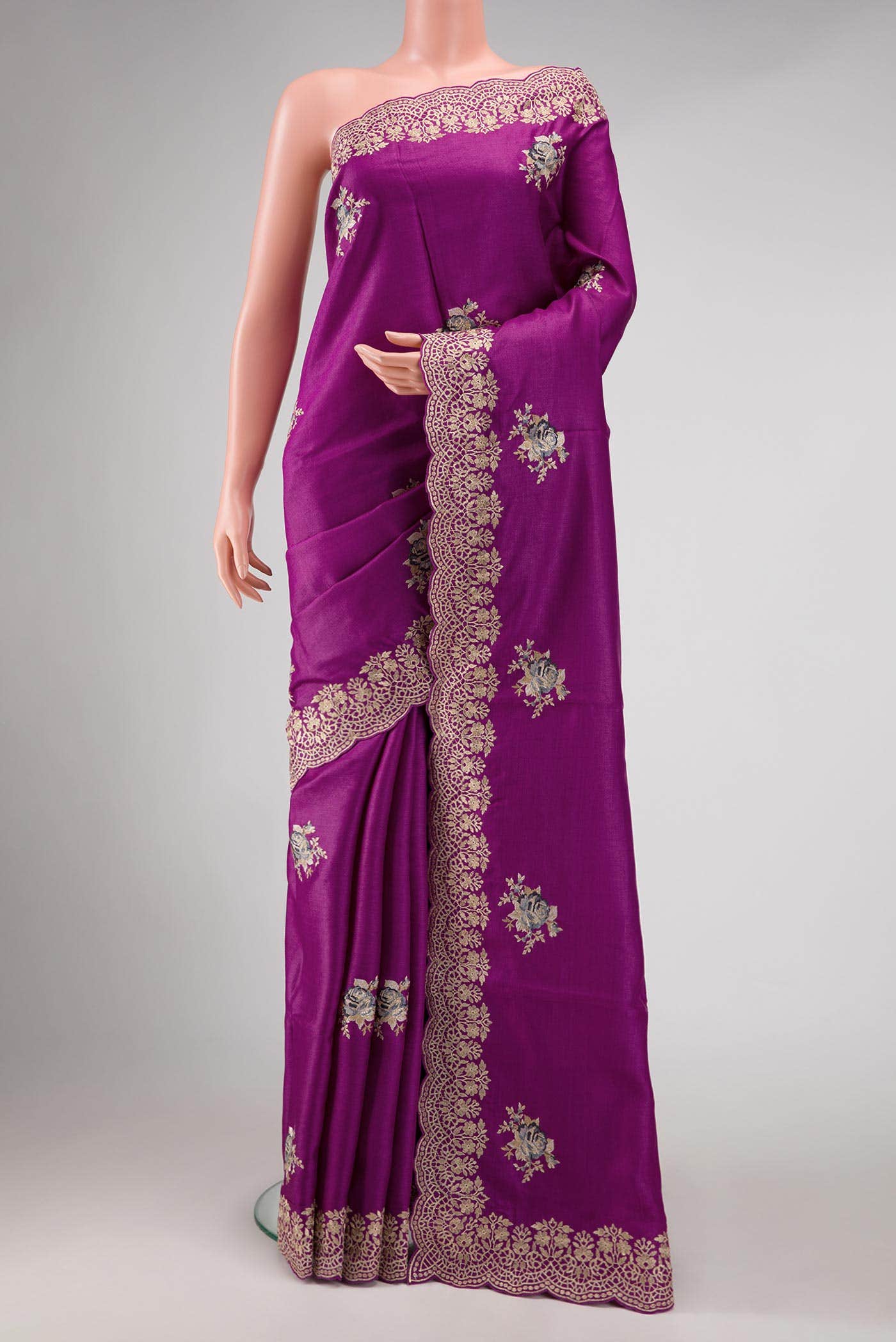 Purple Tussar Silk Saree