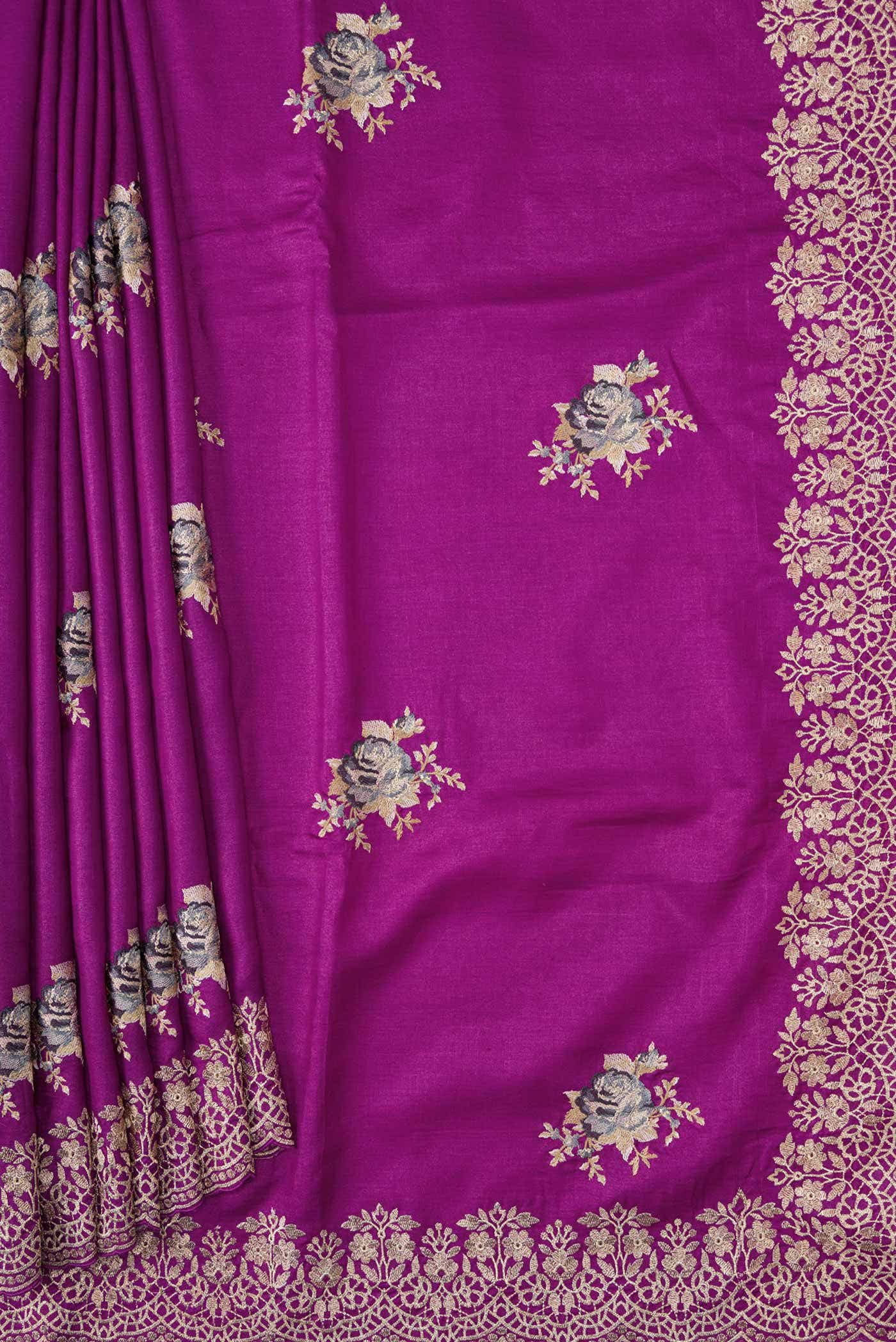 Purple Tussar Silk Saree