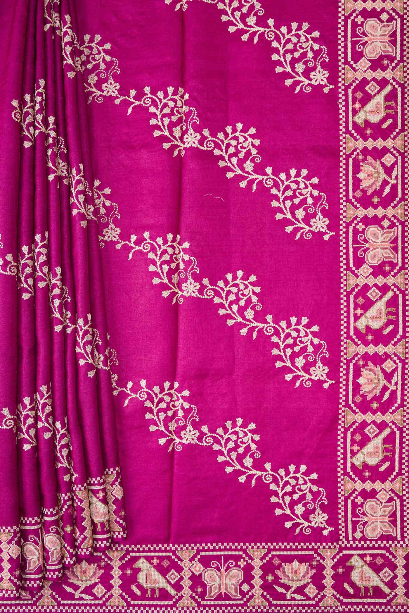 Purple Tussar Silk Saree