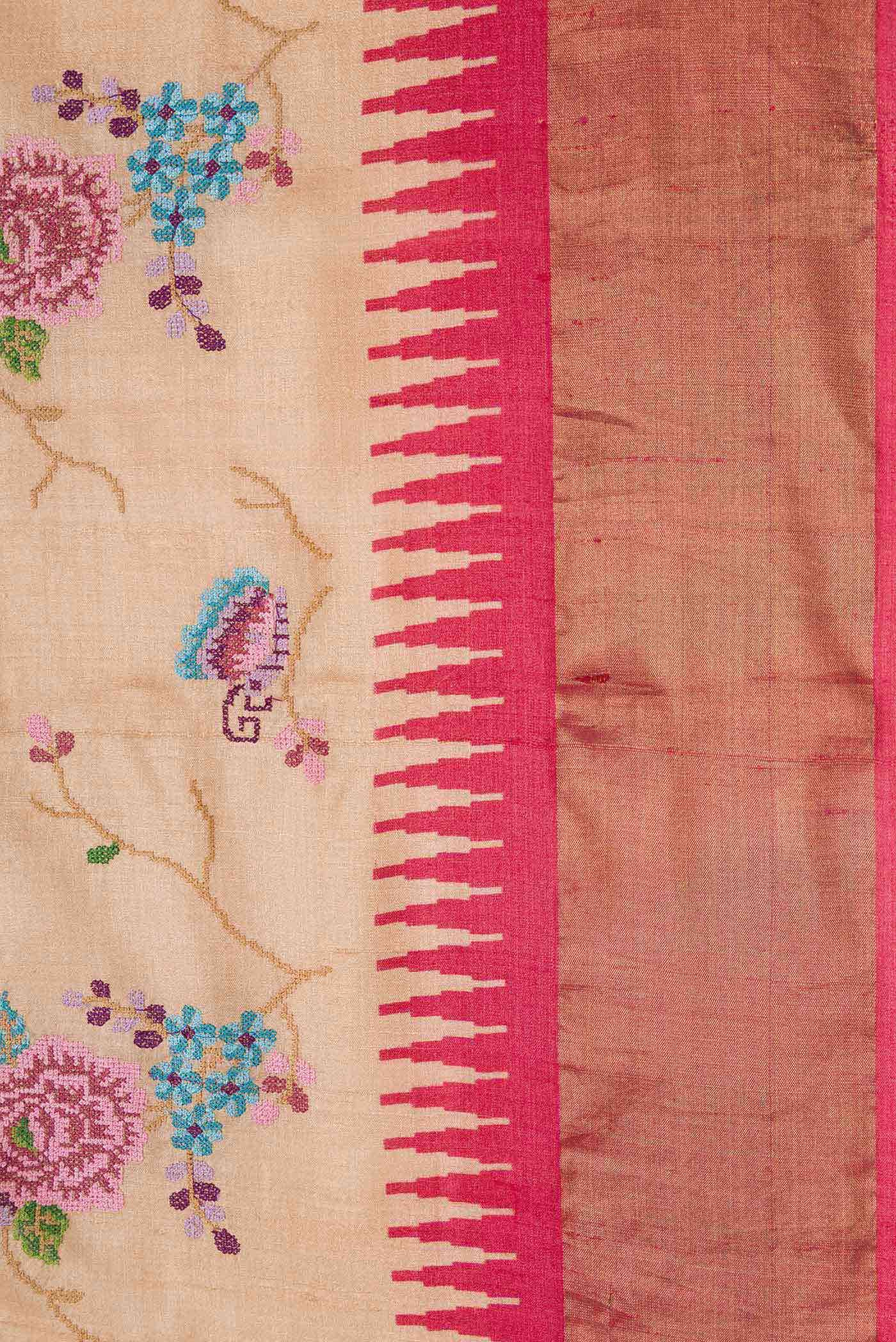 Beige Dual Tone Tussar Silk Saree