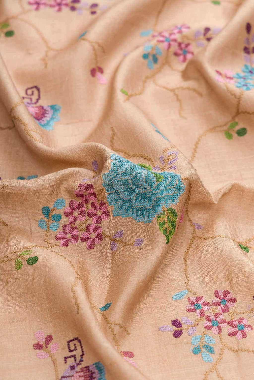 Beige Dual Tone Tussar Silk Saree
