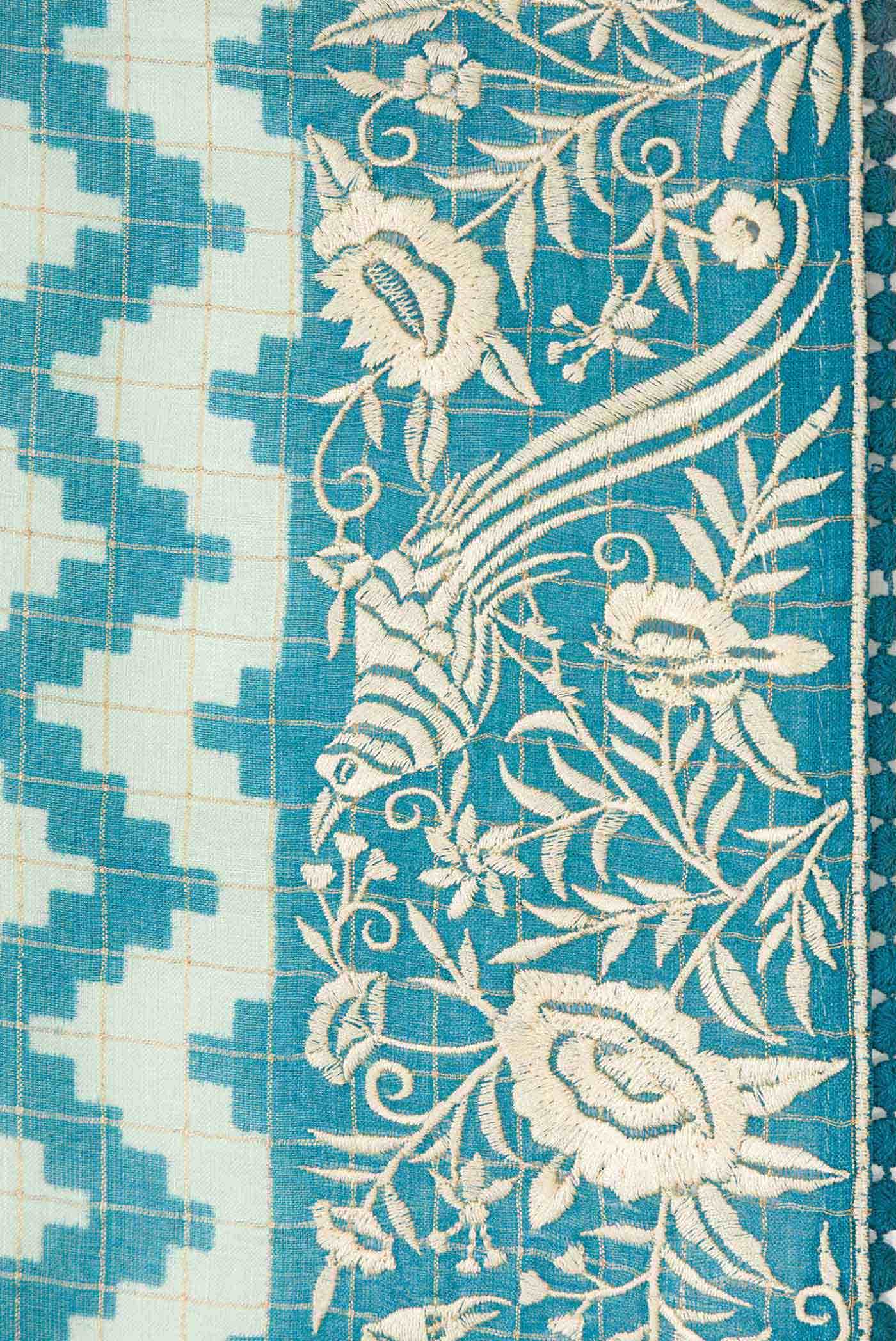 Blue Tussar Silk Saree