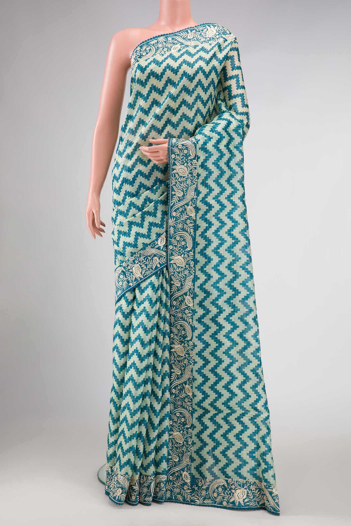 Blue Tussar Silk Saree