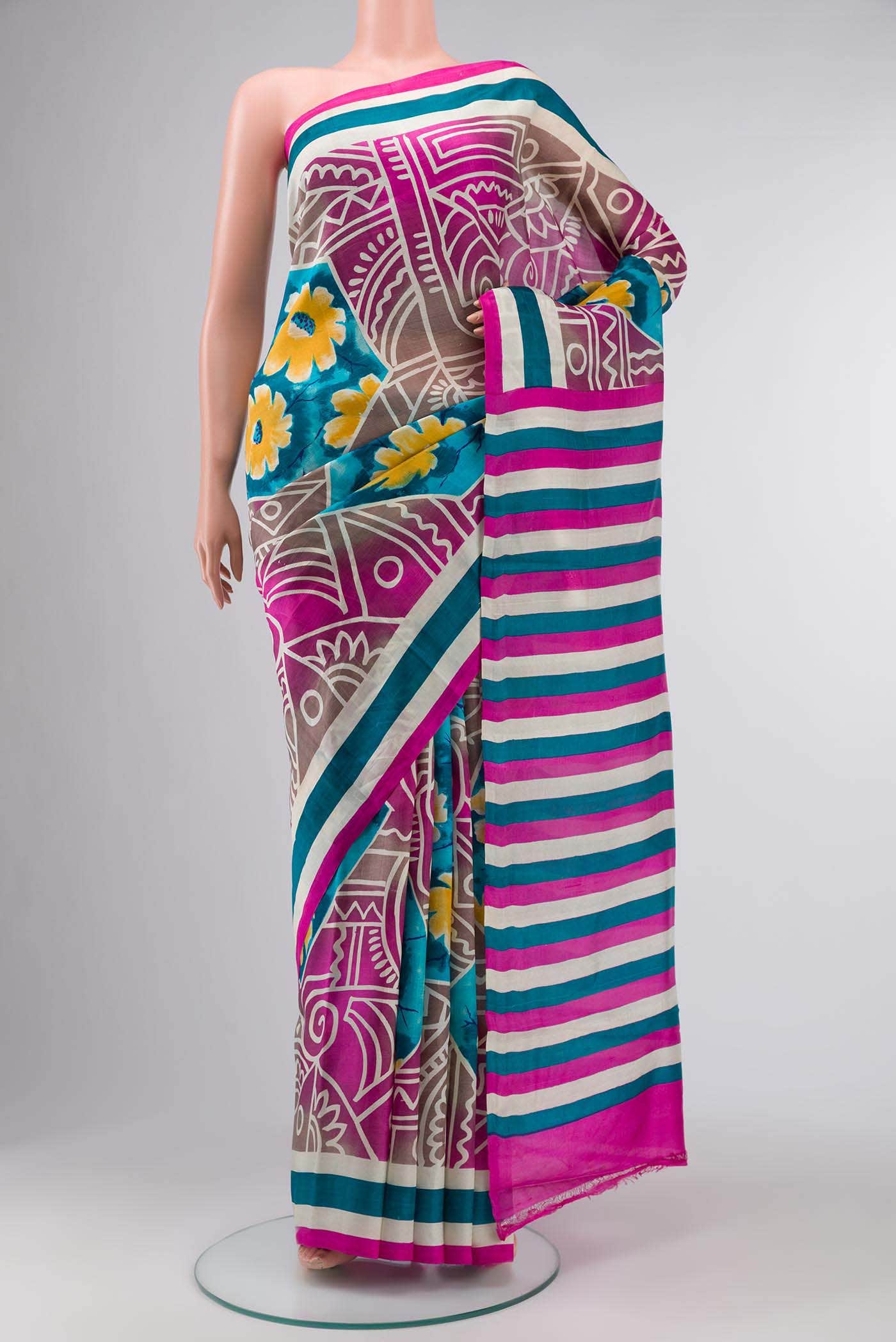 Multi Printed Silk Saree