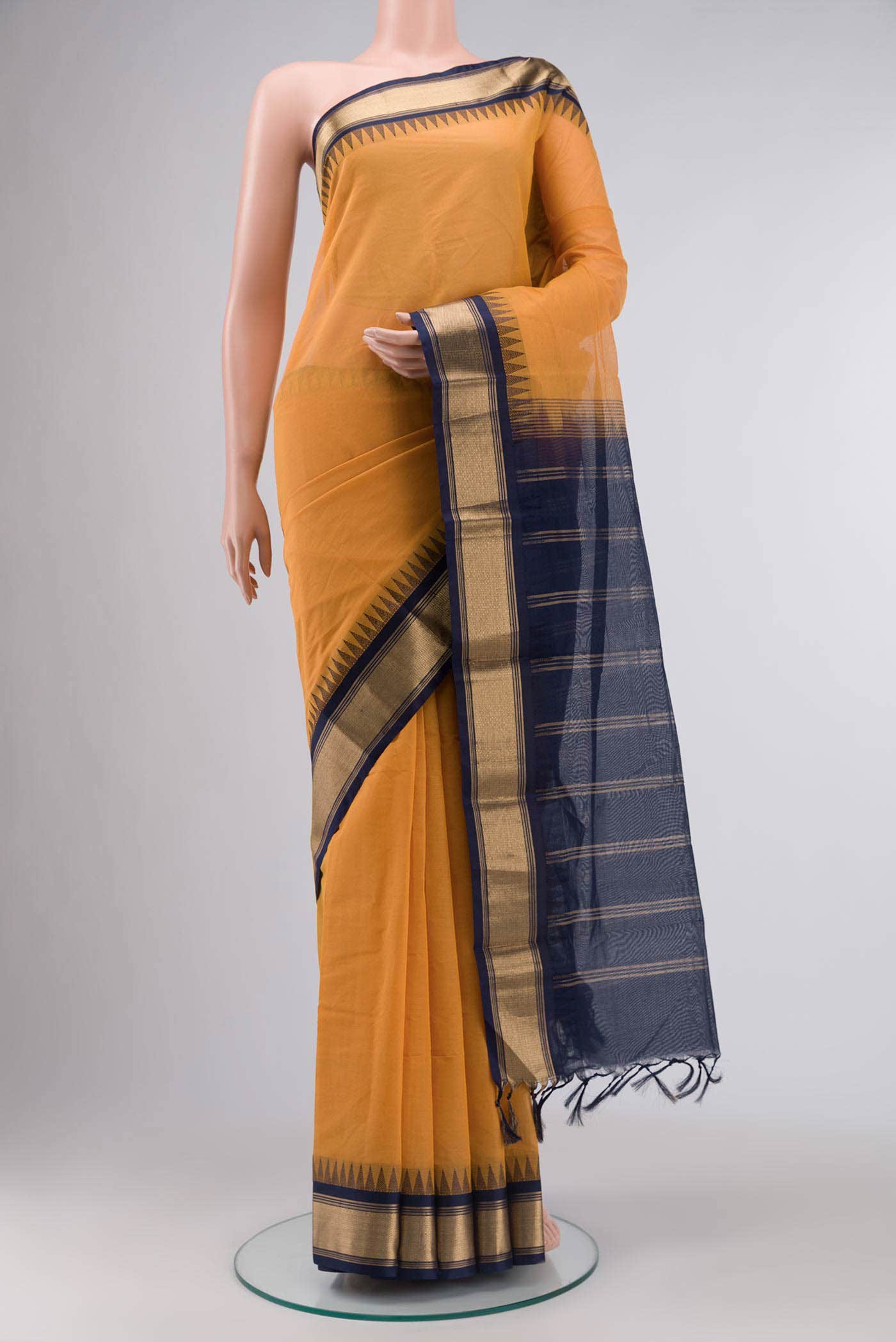 Mustard Kanchi Cotton Saree