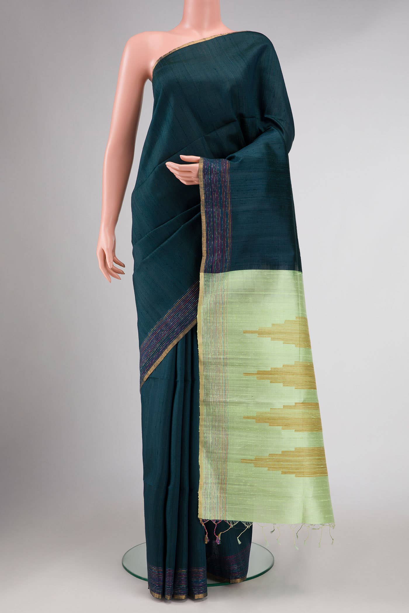 Maya Blue Dual Tone Raw Silk Saree