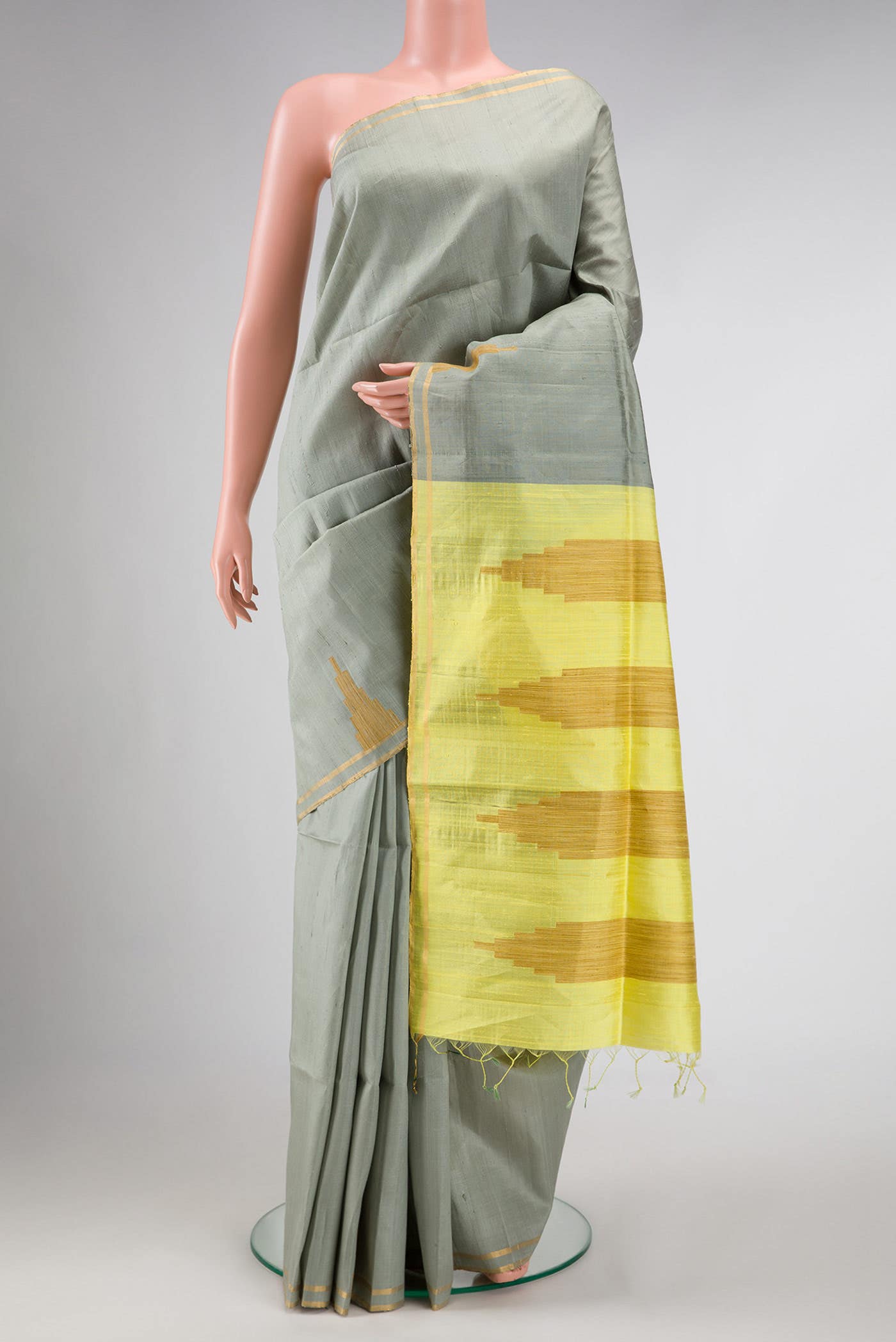 Davys Grey Raw Silk Saree