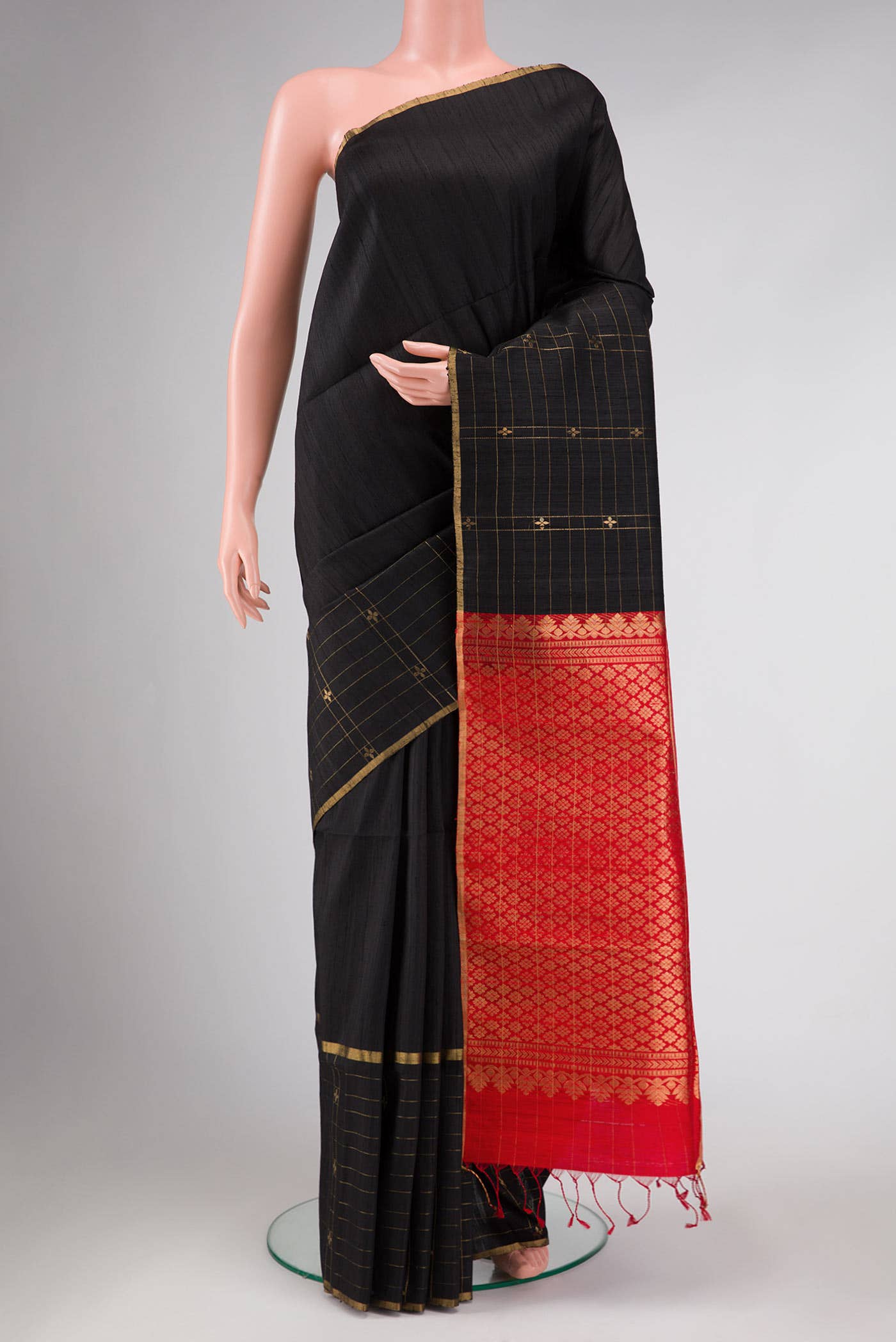 Black Raw Silk Saree