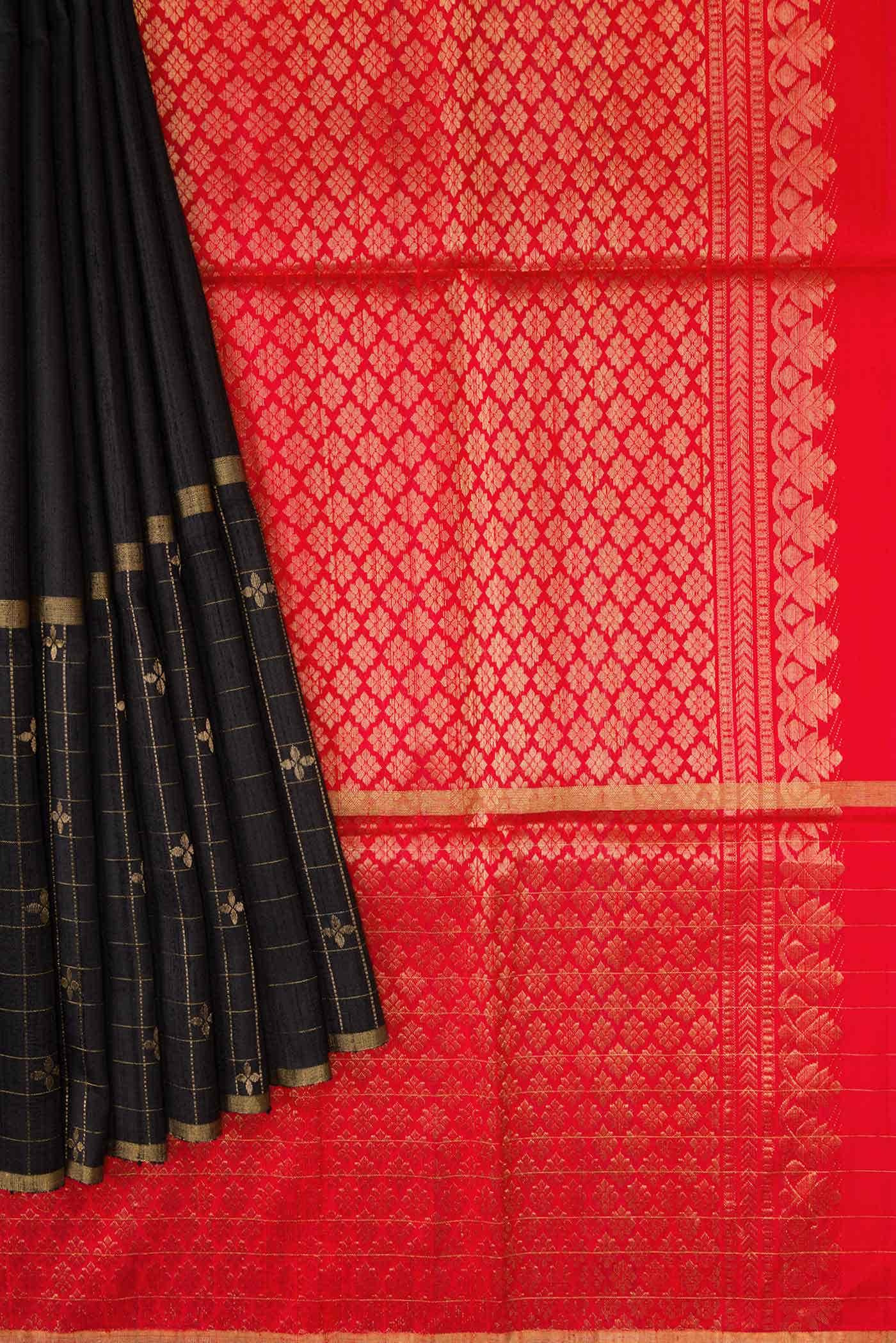 Black Raw Silk Saree