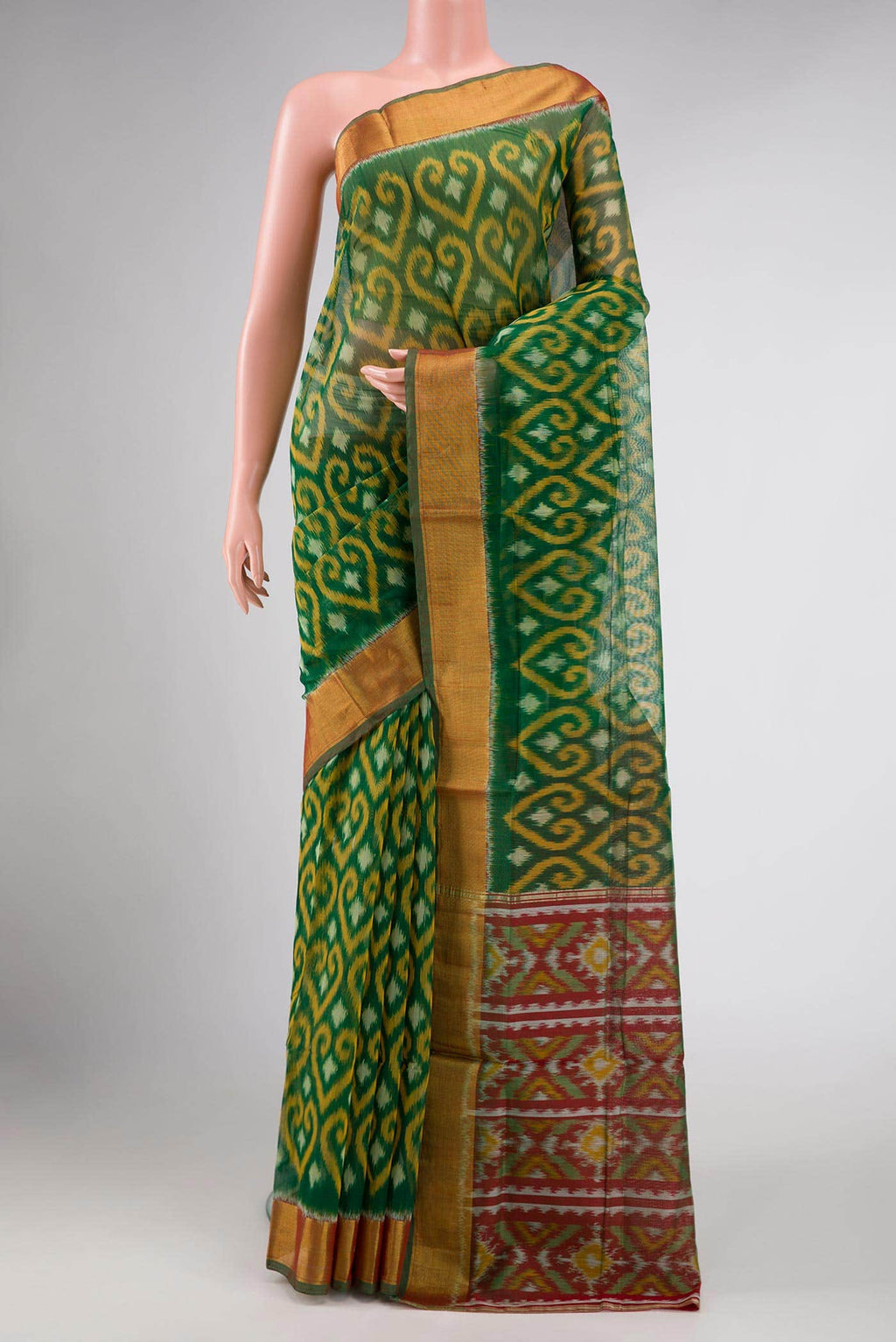 Green Silk Cotton Saree