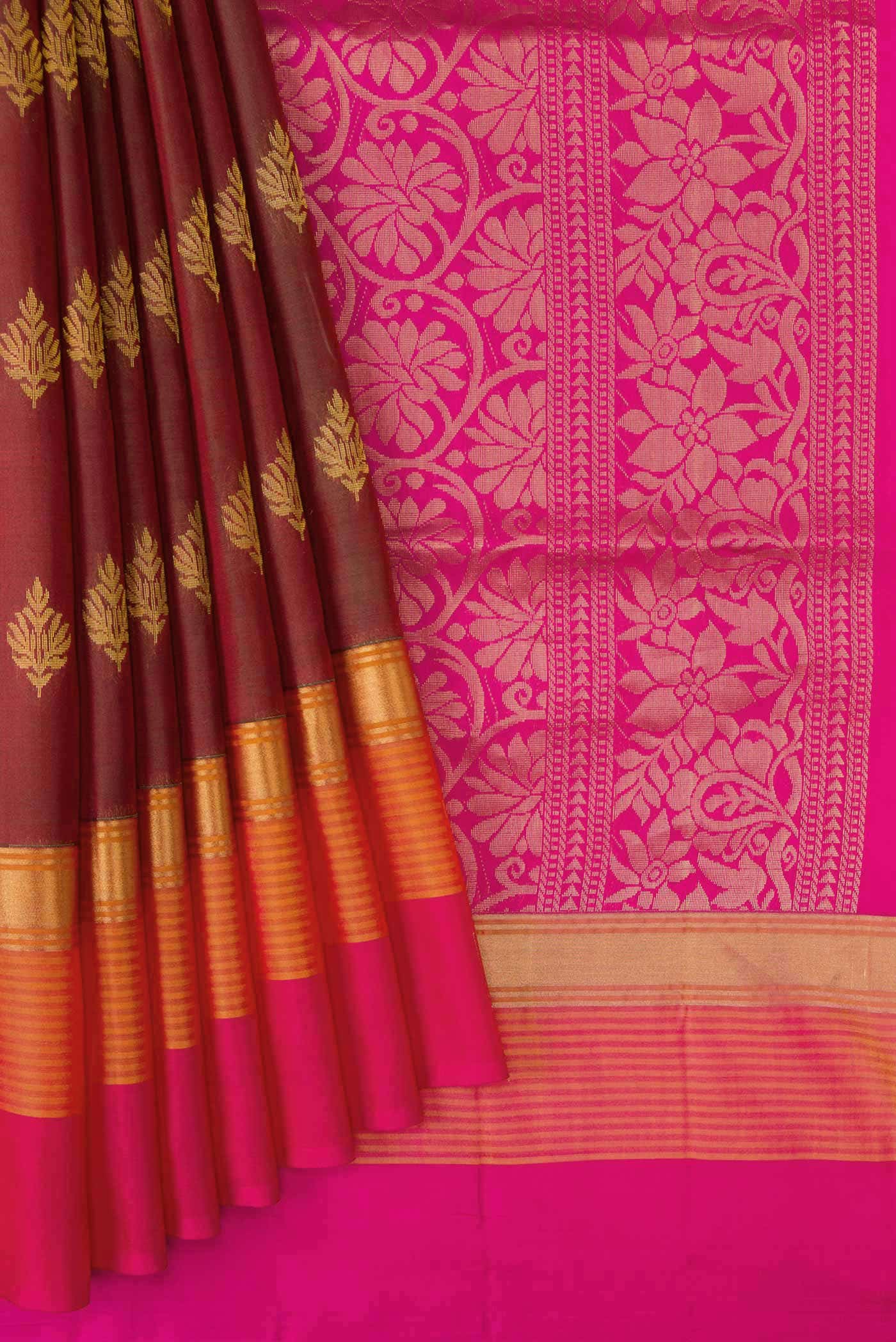 Maroon Dual Tone Soft Silk Saree