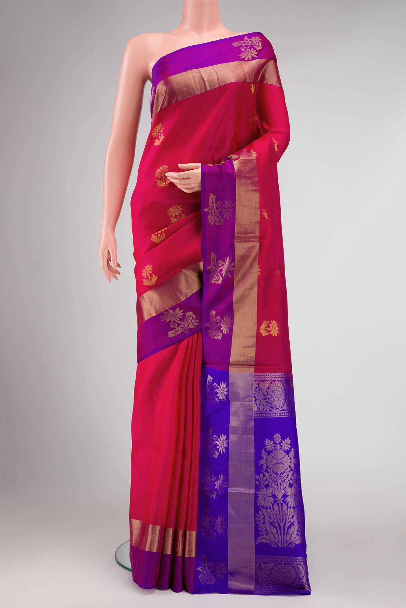 Dark Pink Dual Tone Soft Silk Saree