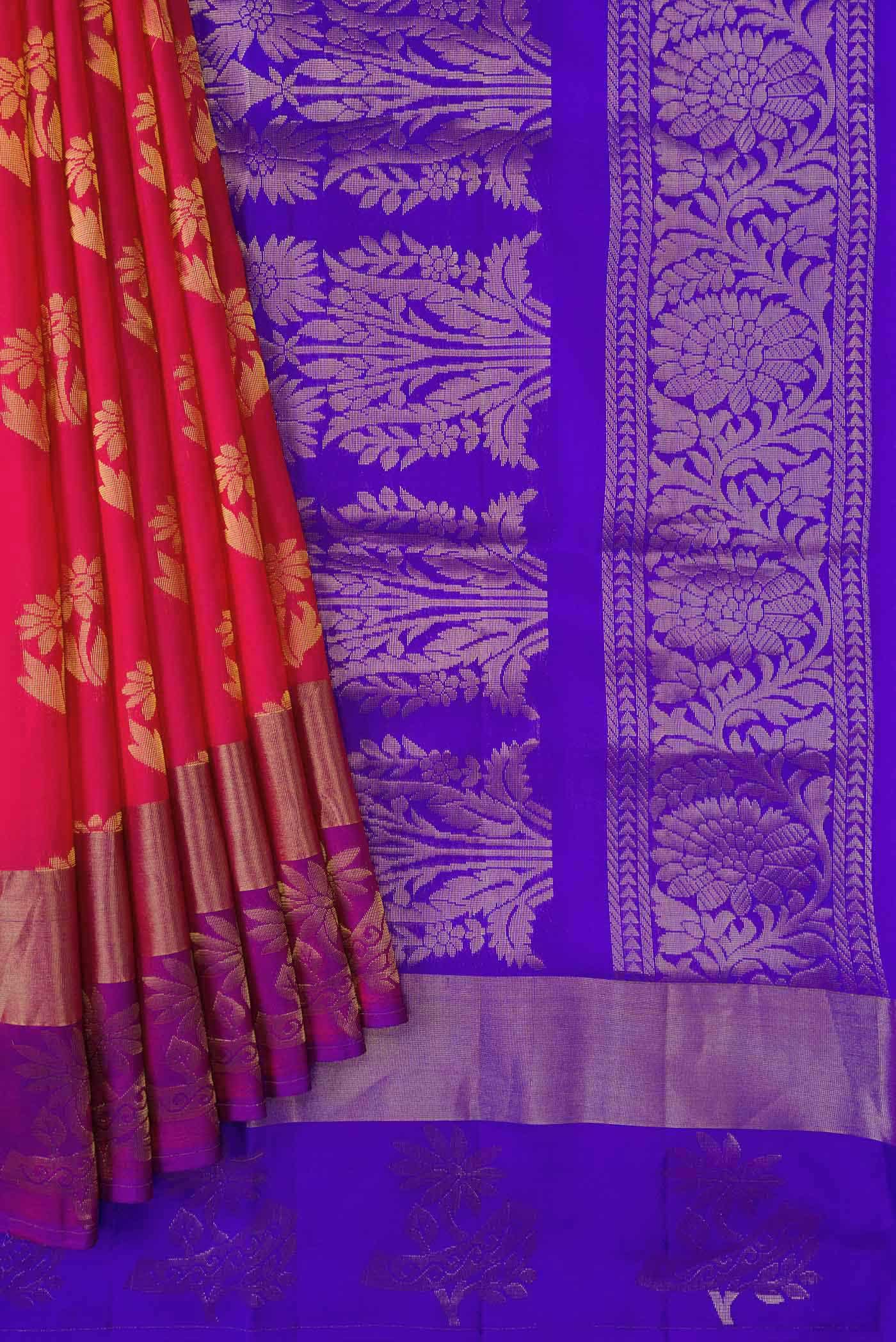 Dark Pink Dual Tone Soft Silk Saree