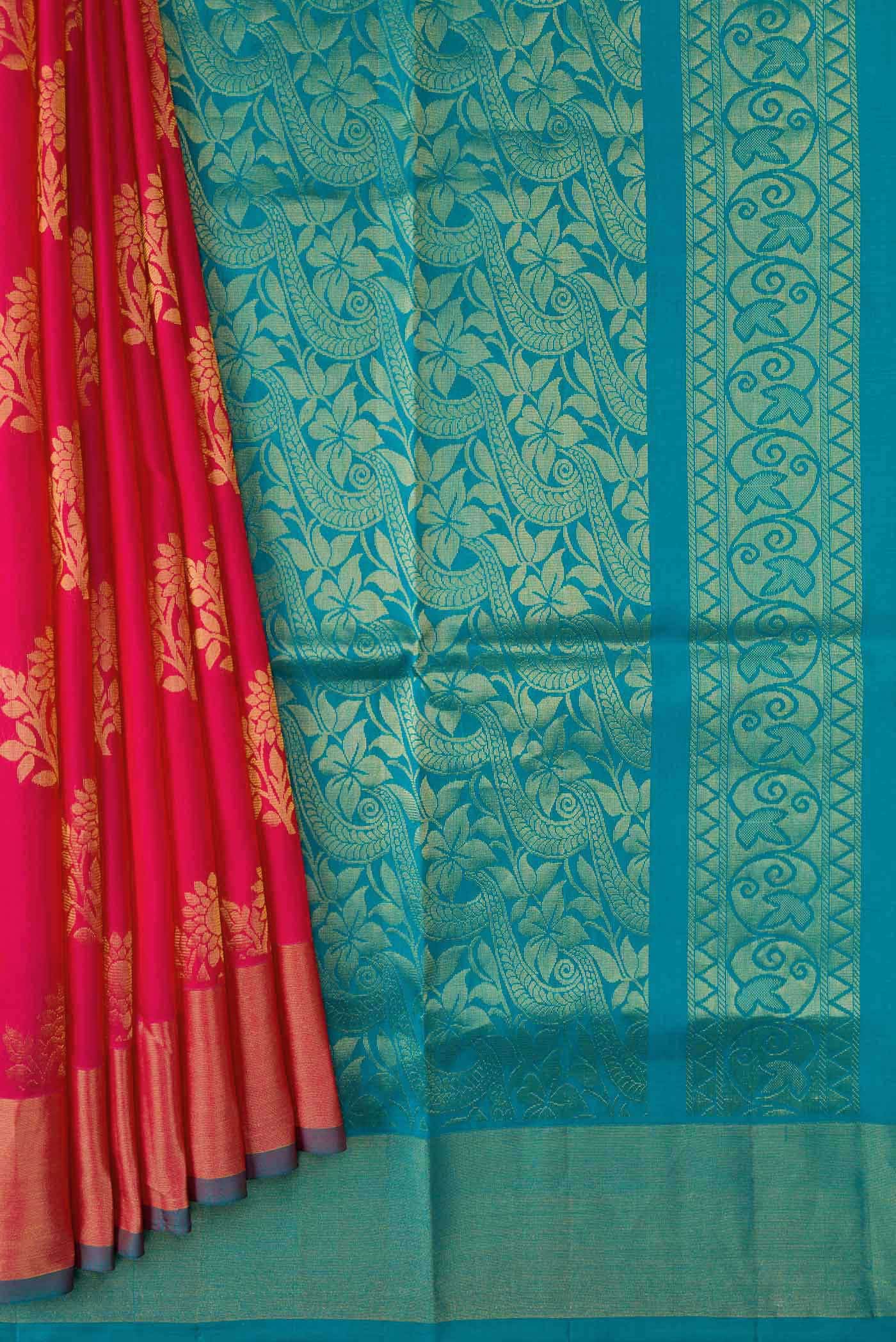 Dark Pink Dual Tone Soft Silk Saree