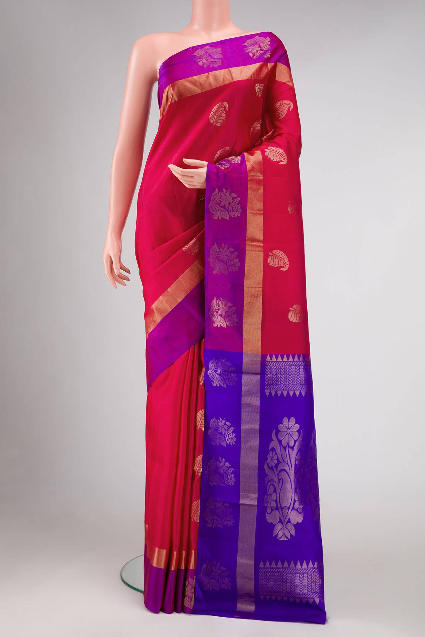 Dark Pink Dual Tone Soft Silk Saree