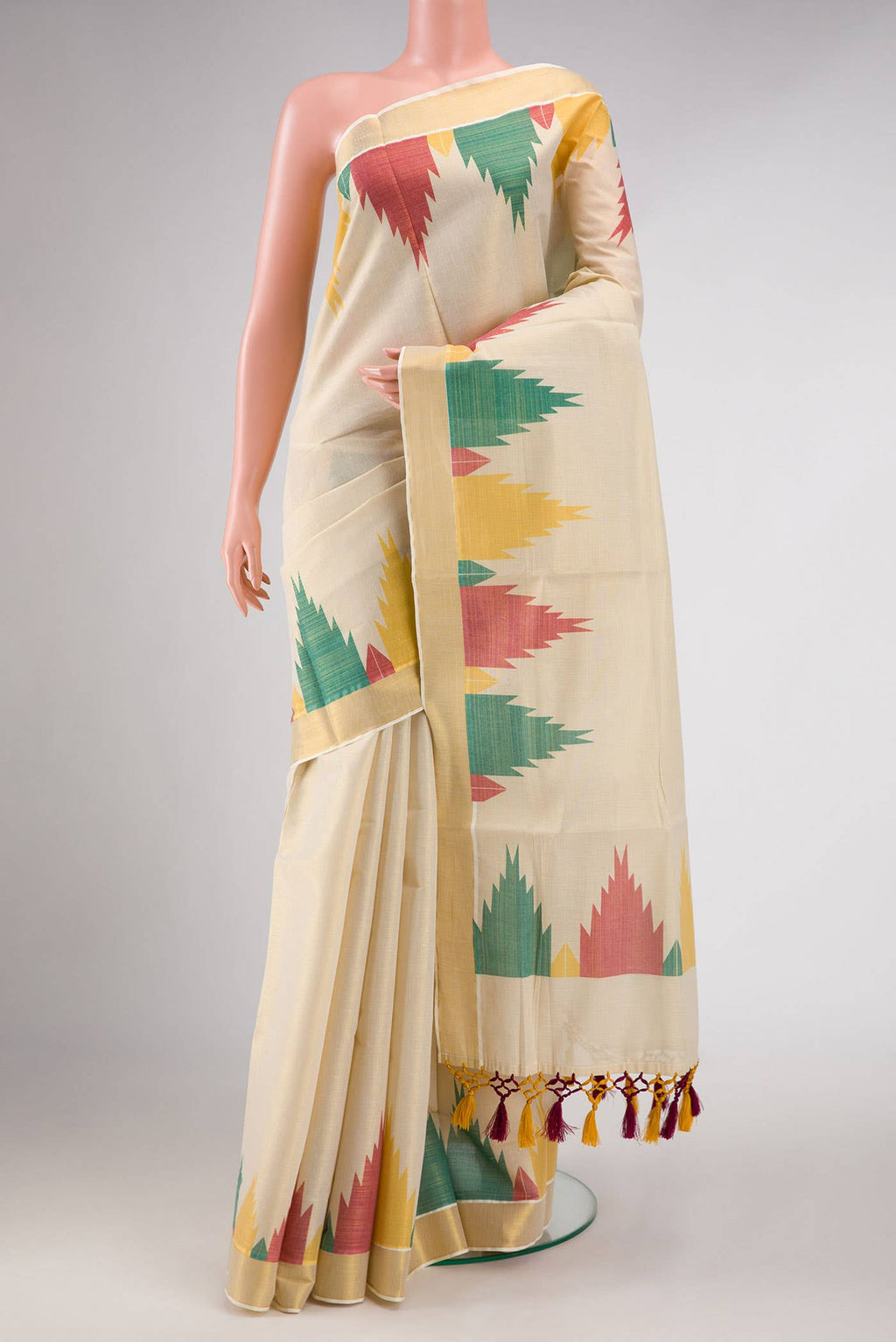 Gold Dual Tone Kerala Cotton Saree