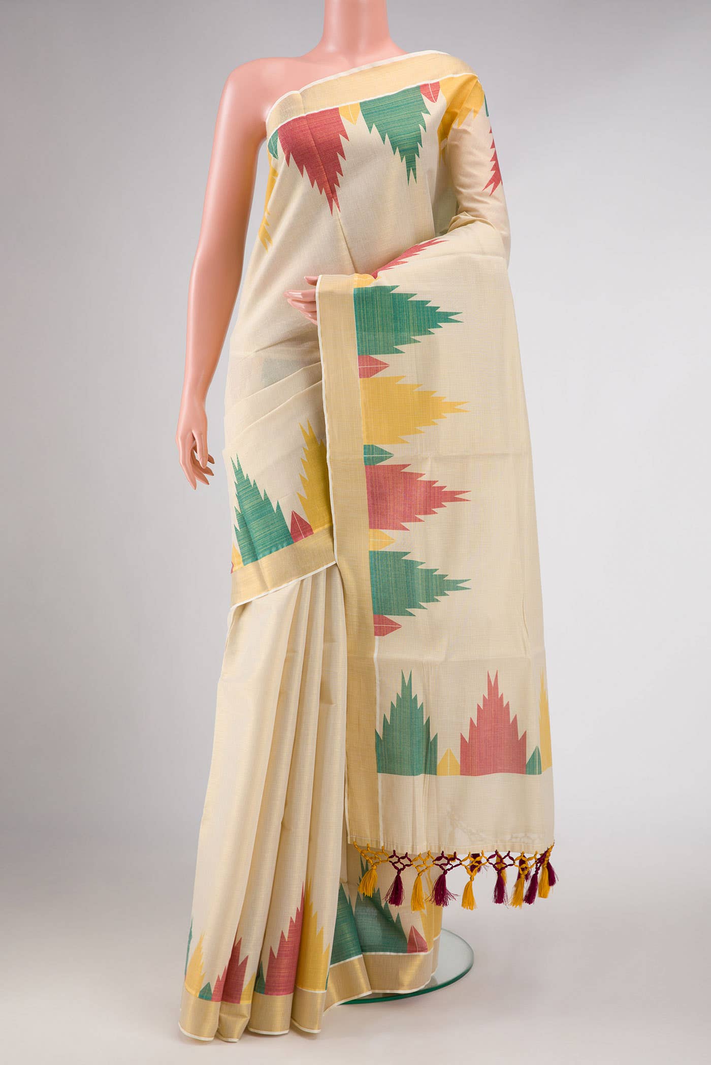 Gold Dual Tone Kerala Cotton Saree