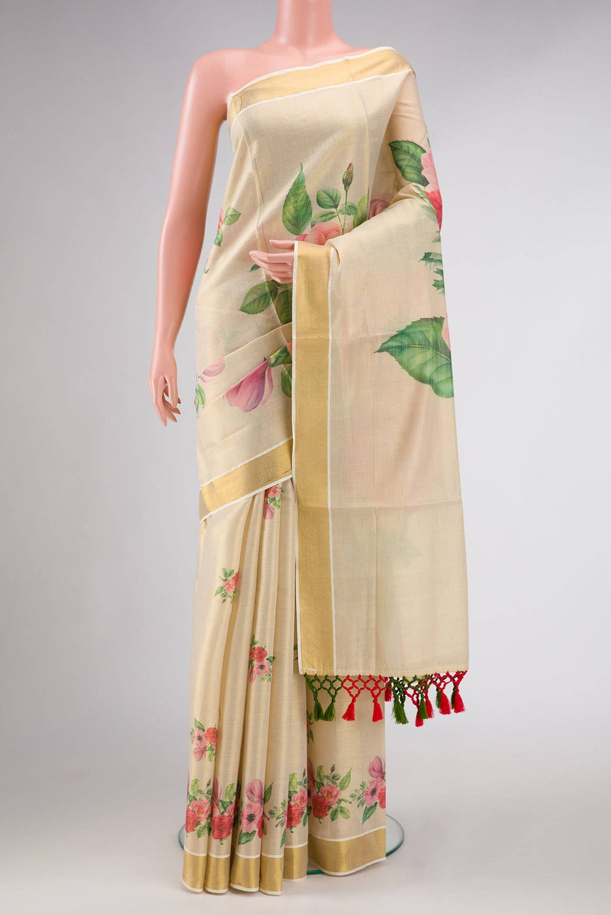 Gold Dual Tone Kerala Cotton Saree