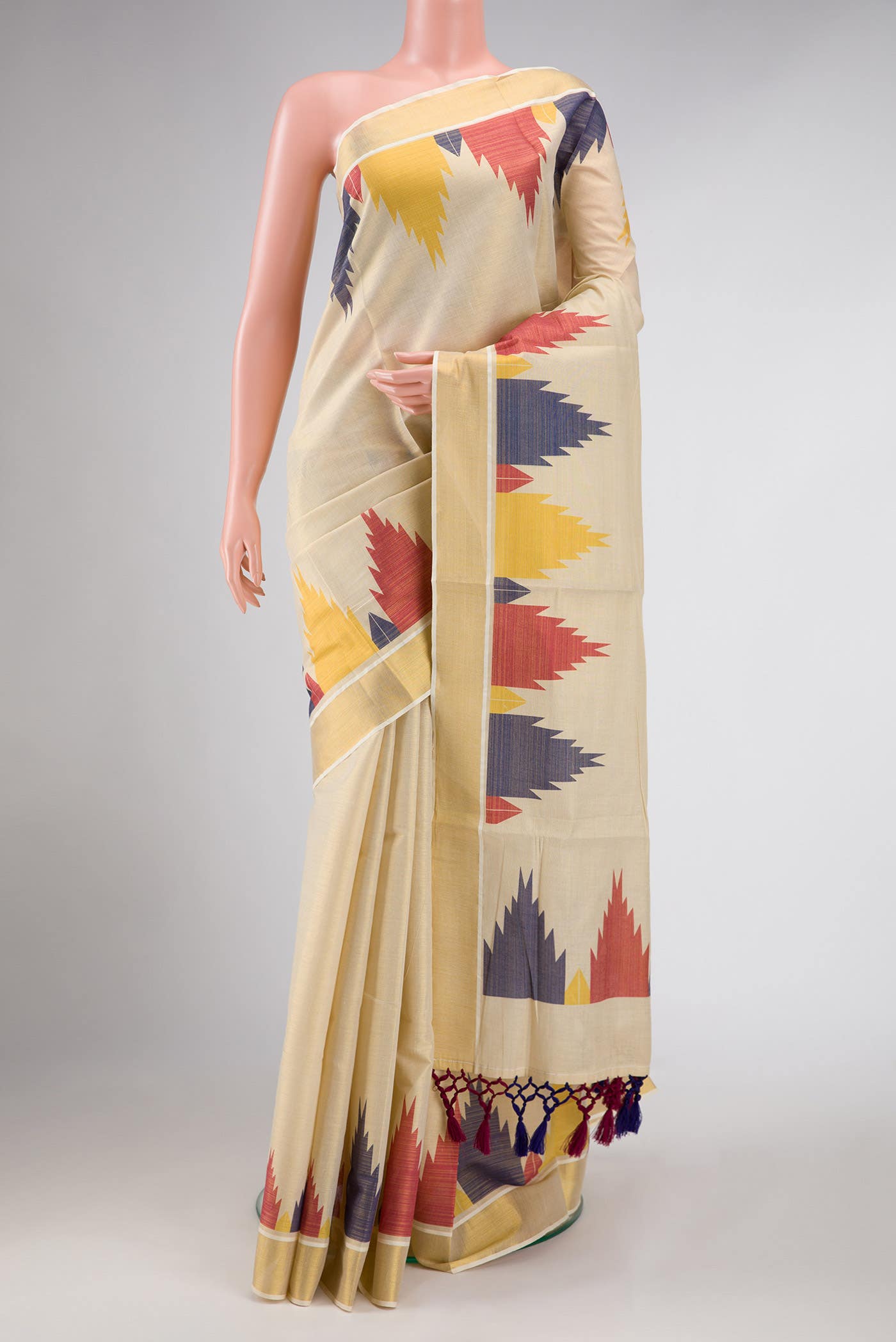 Gold Dual Tone Kerala Cotton Saree