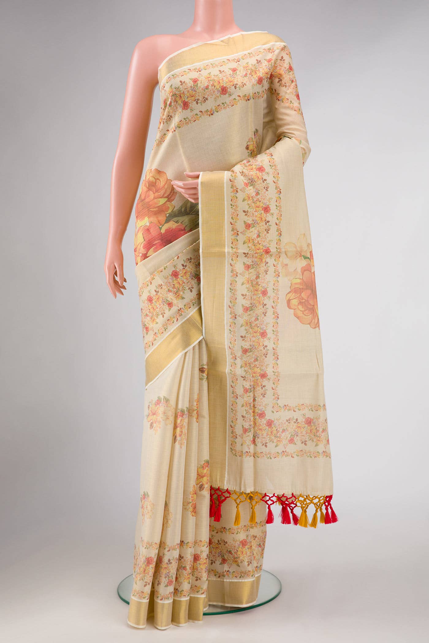 Gold Dual Tone Kerala Cotton Saree