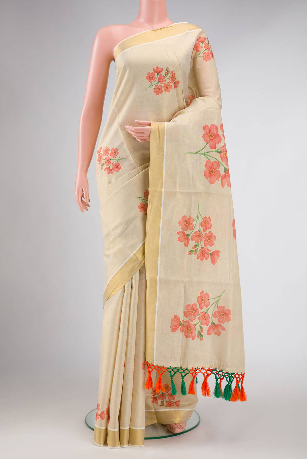 Gold Dual Tone Kerala Cotton Saree