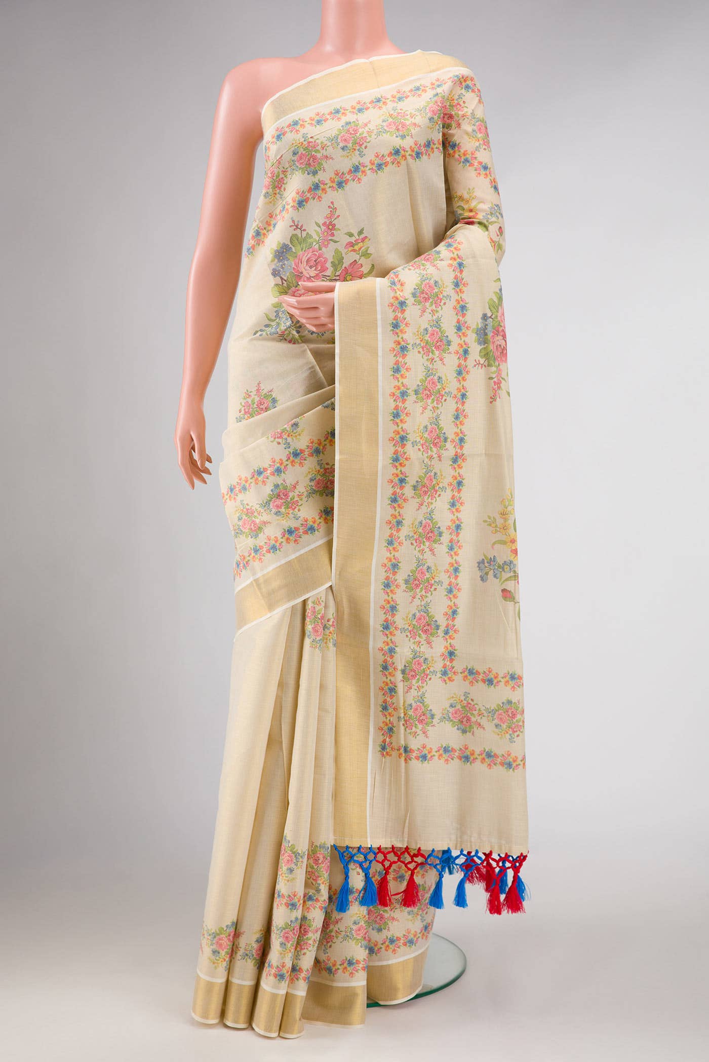 Gold Dual Tone Kerala Cotton Saree