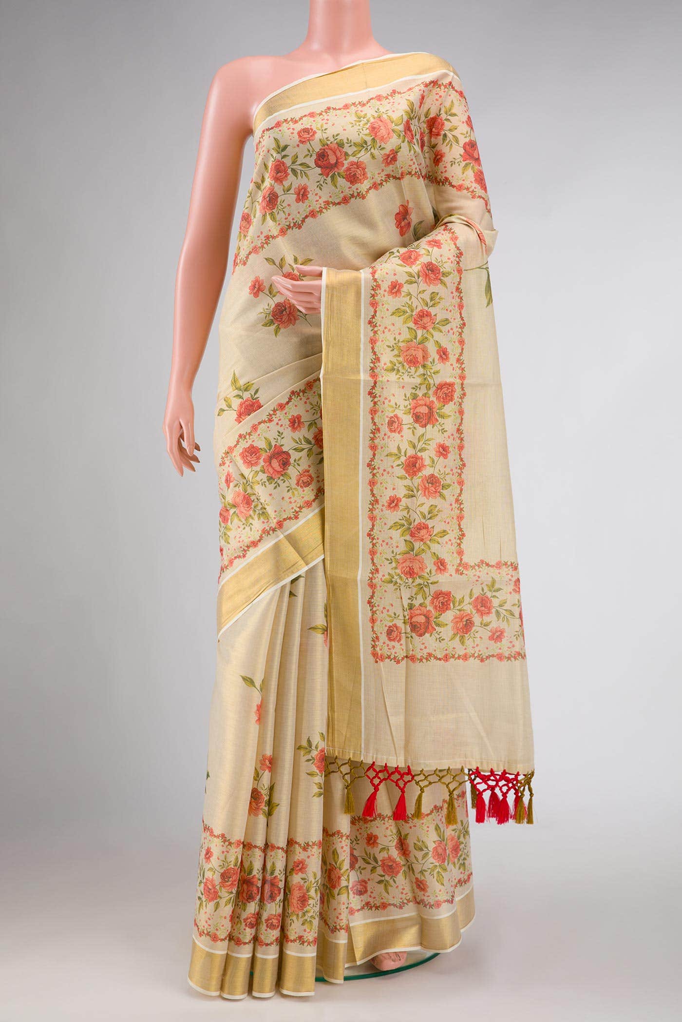 Gold Kerala Cotton Saree