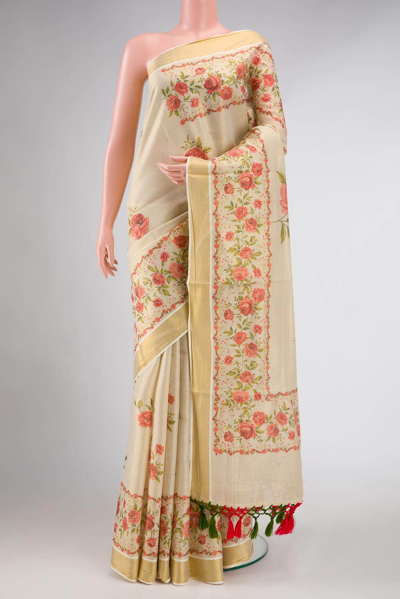Gold Dual Tone Kerala Cotton Saree