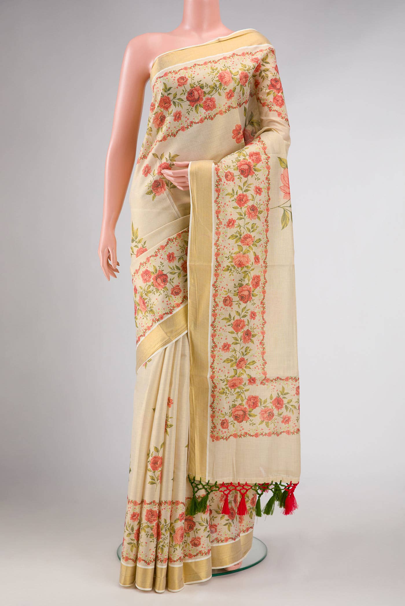 Gold Dual Tone Kerala Cotton Saree