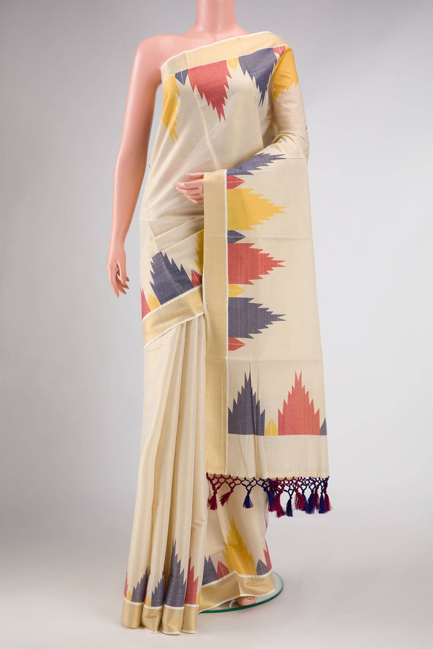 Gold Dual Tone Kerala Cotton Saree