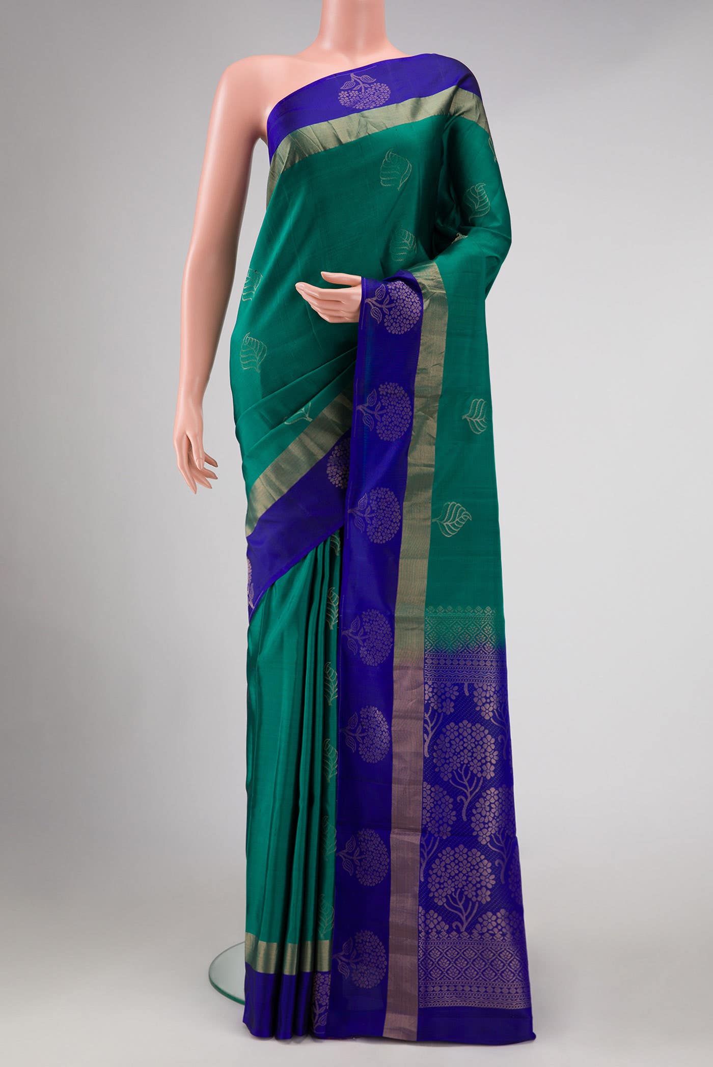 Green Dual Tone Soft Silk Saree