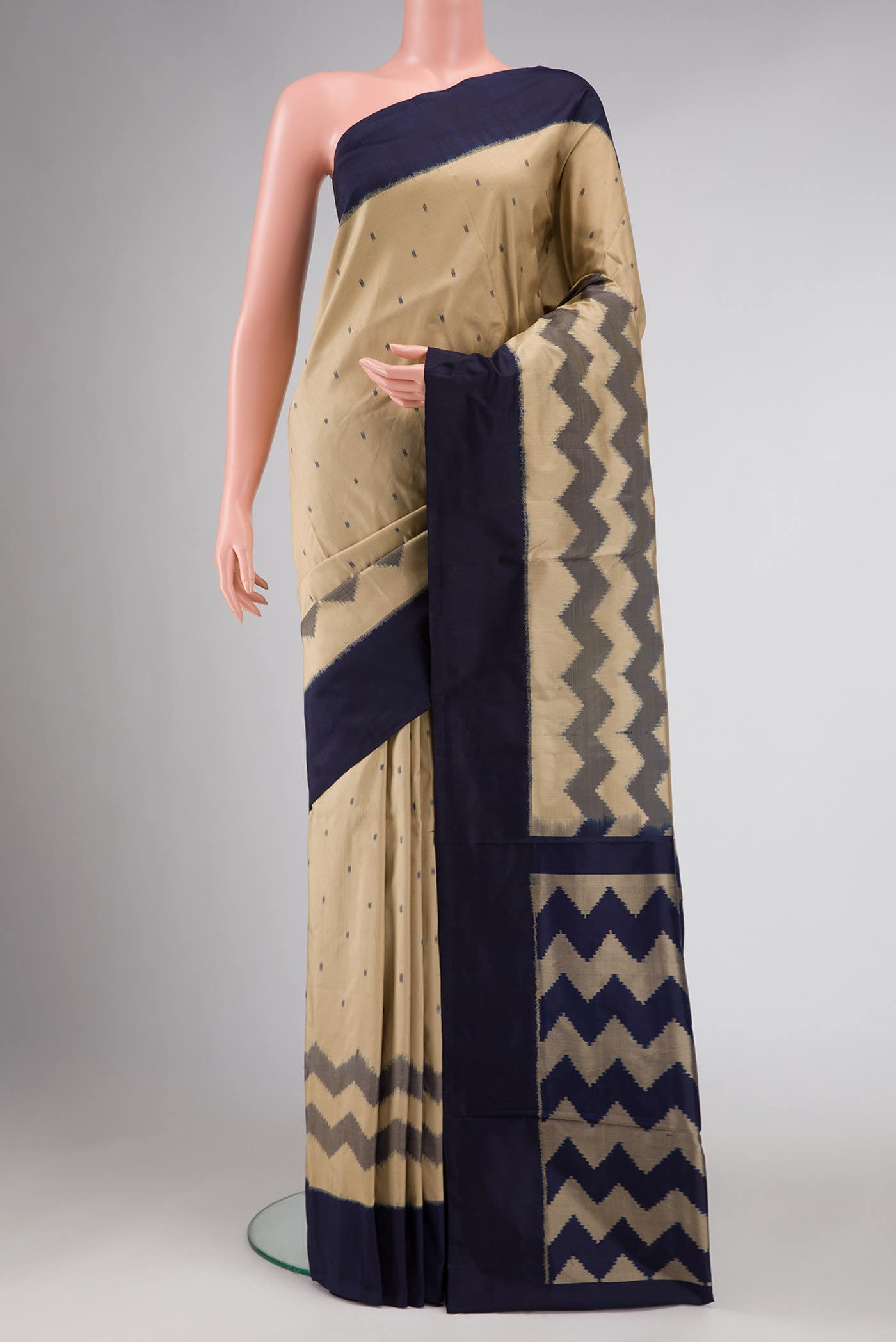 Beige Double Ikat Saree
