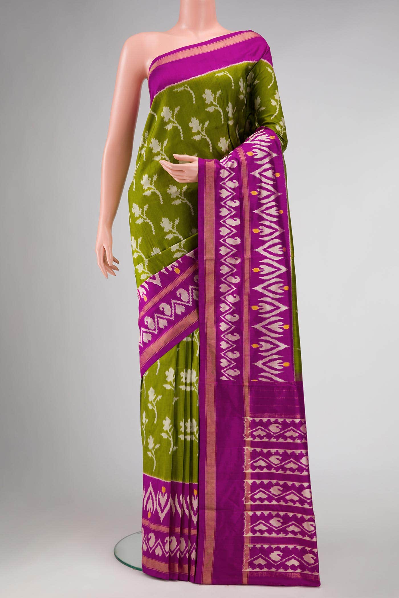 Mehandi Green Double Ikat Saree