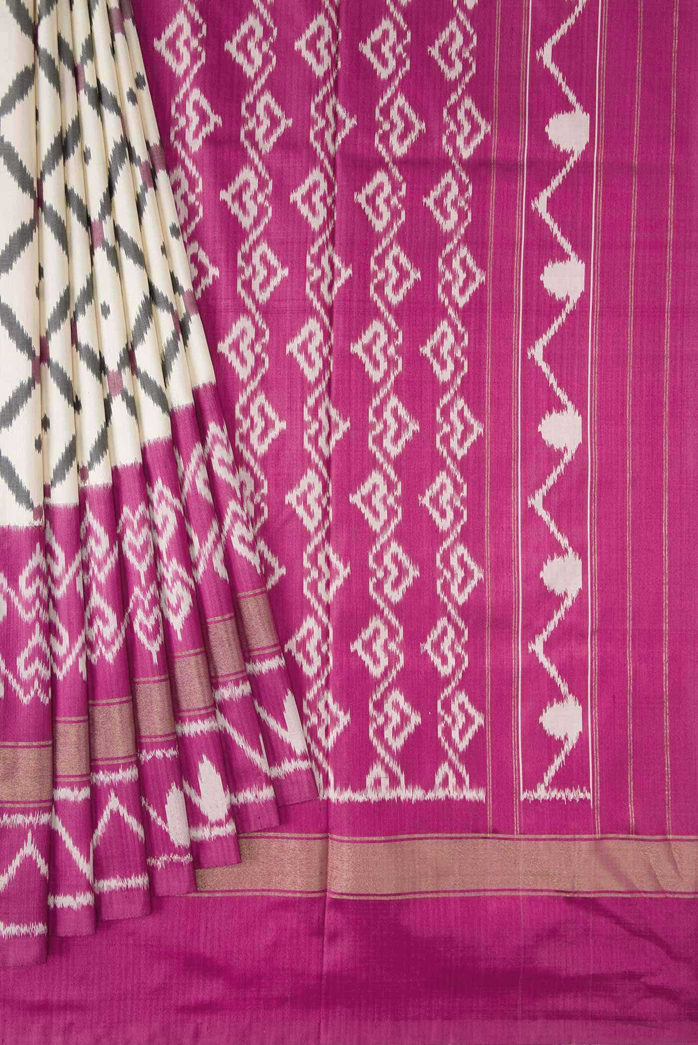 Beige Double Ikat Saree
